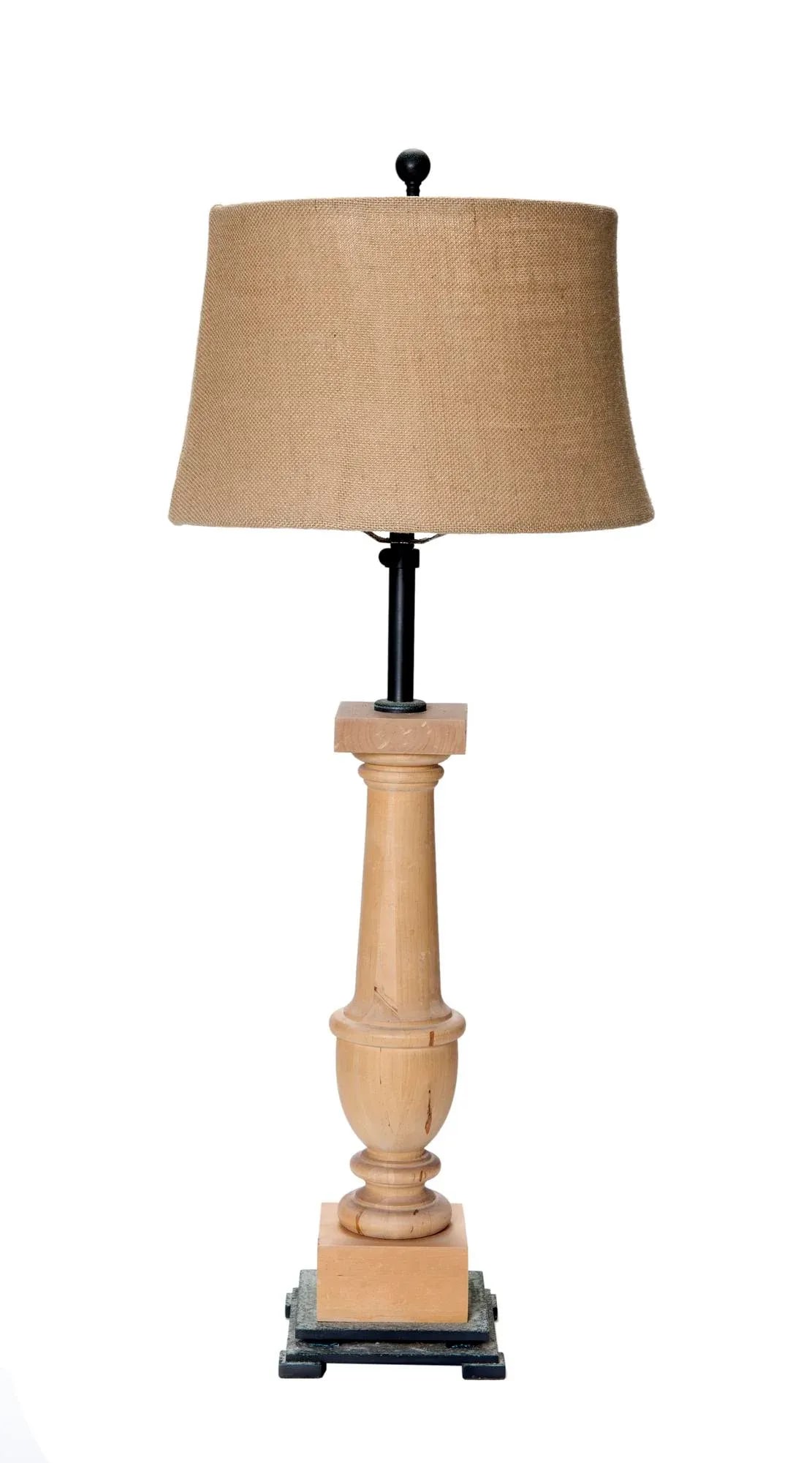 Early 20th Century Extendable Wood Column Table Lamp - 8
