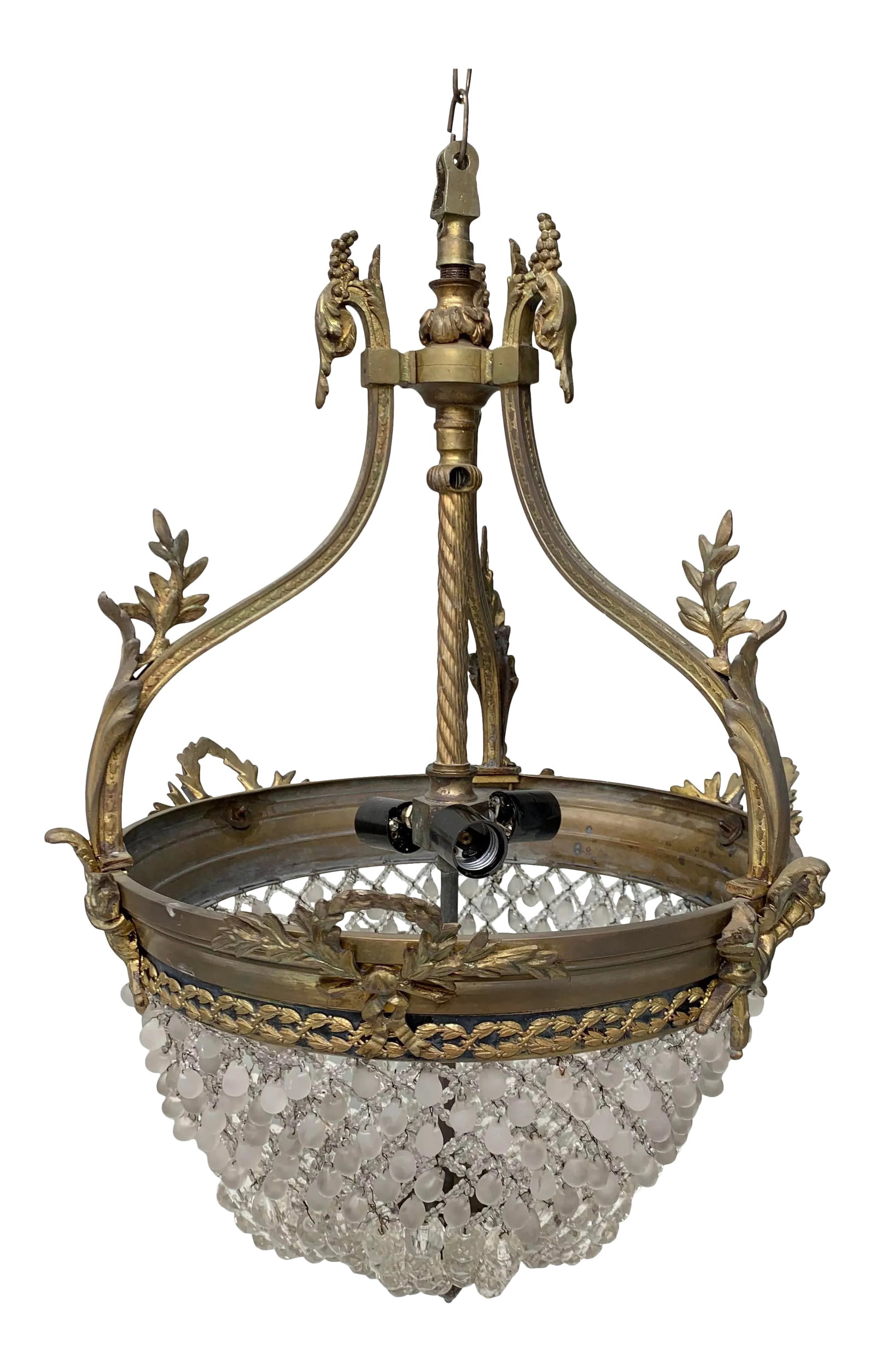 Vintage Italian Brass and Crystal Drop Chandelier: Vintage Italian Brass and Crystal drop Chandelier. Formally hung in the Southern California estate used in the 1980s hit TV show "Dynasty" Condition: Alterations: Original Condition Unaltered Imperfec