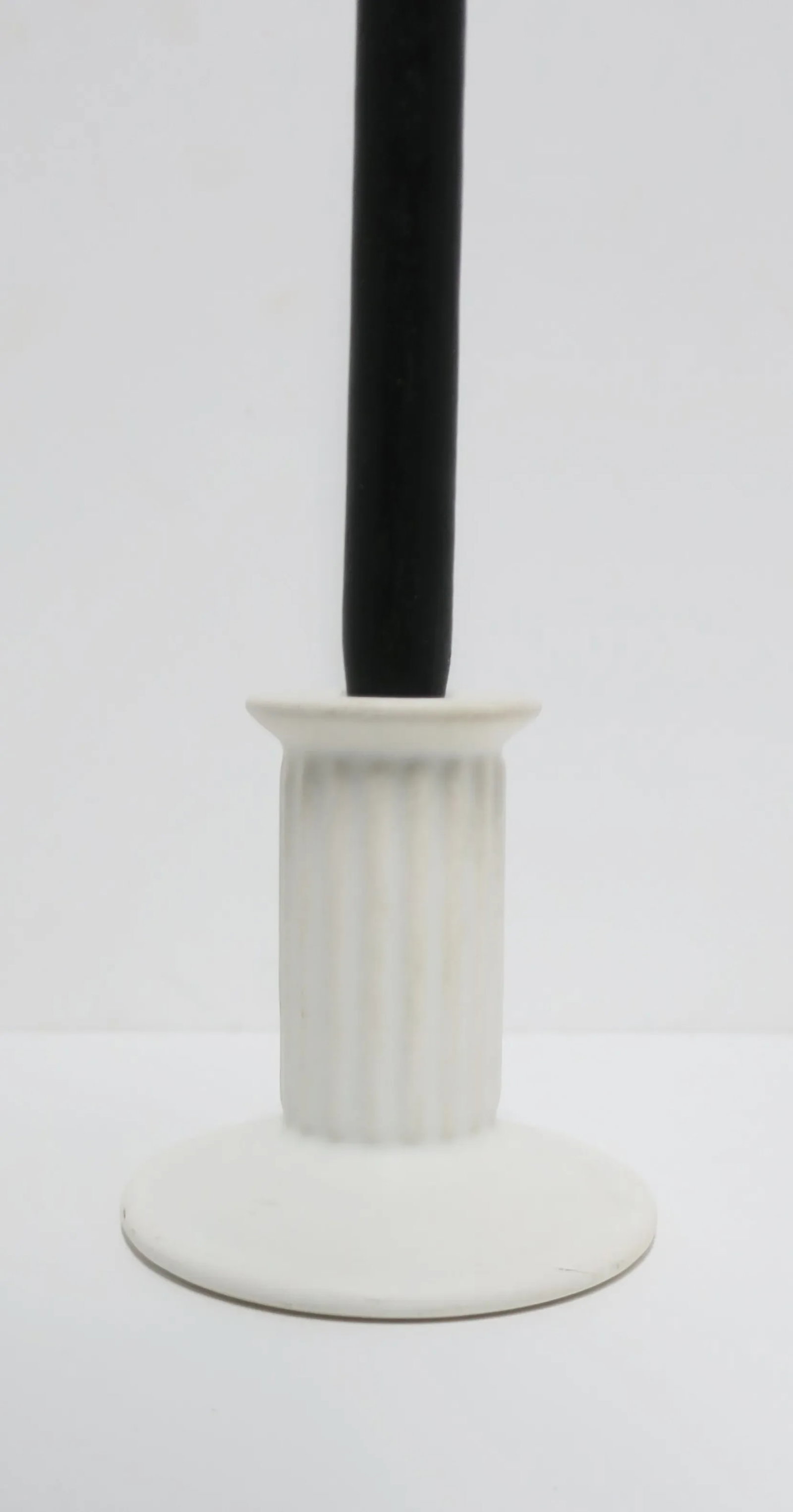 Neoclassical Euro White Column Candlestick Holders, Pair - 8