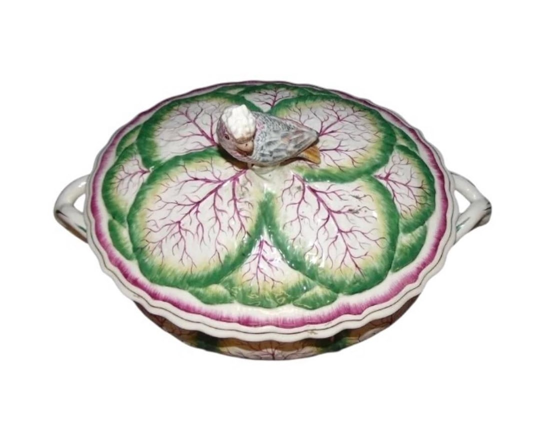 Vintage Mottahedeh Cabbage Leaf Tureen With Parrot Knob Made in Italy - 4