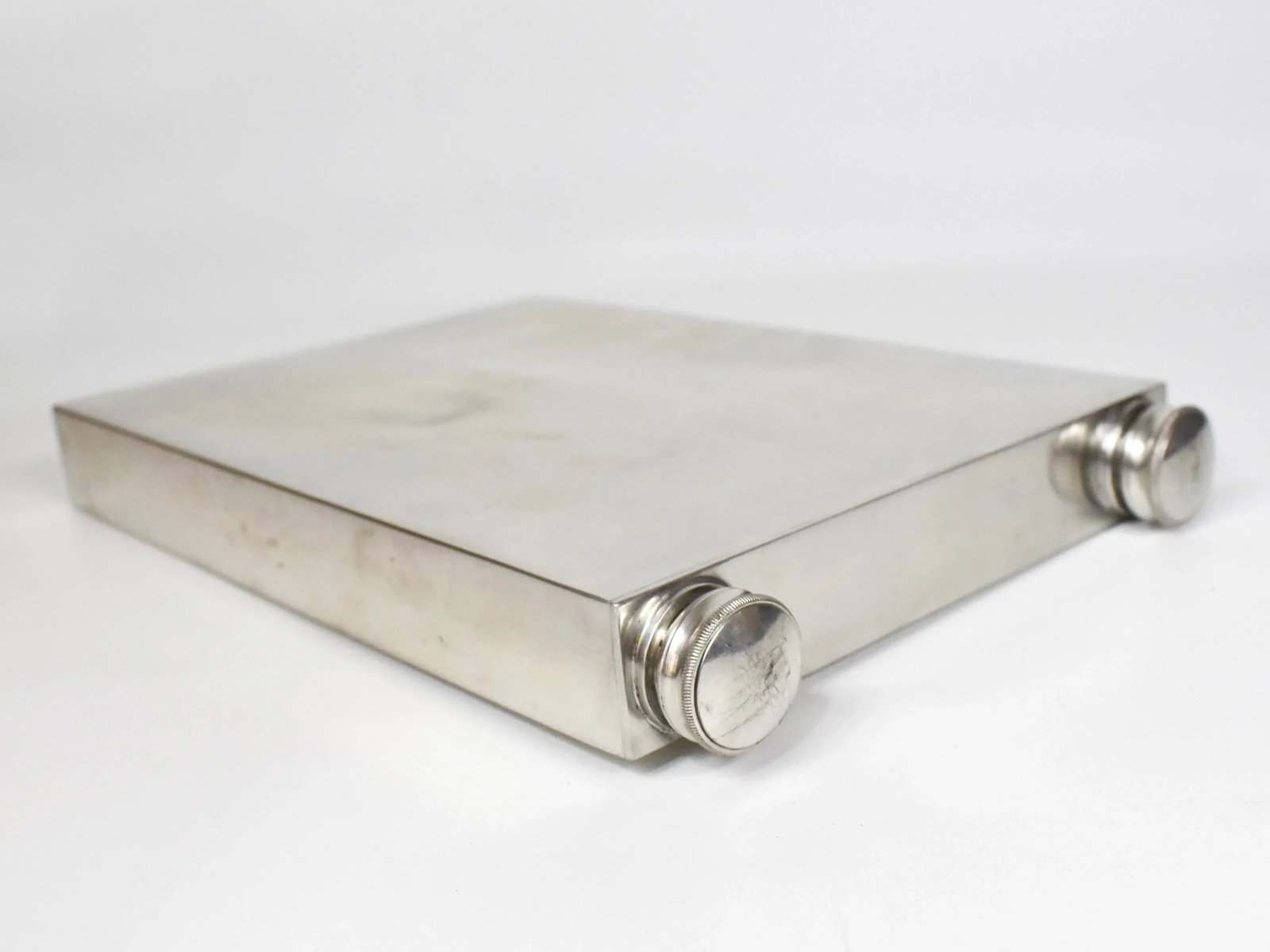 Early 20th Century Silver Plated Abercrombie & Fitch Double Divided Flask With Leather Case, England - 8