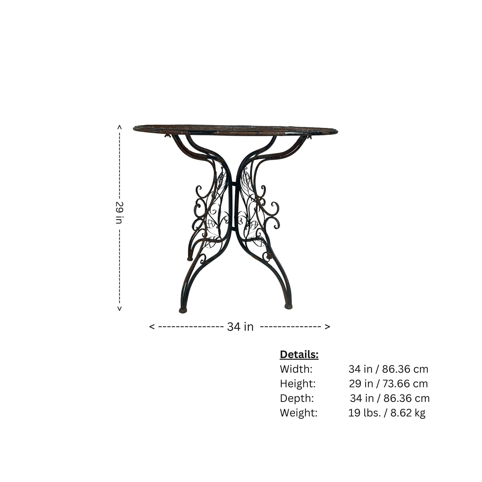 Vintage Ornate Metal Outdoor Table - 5