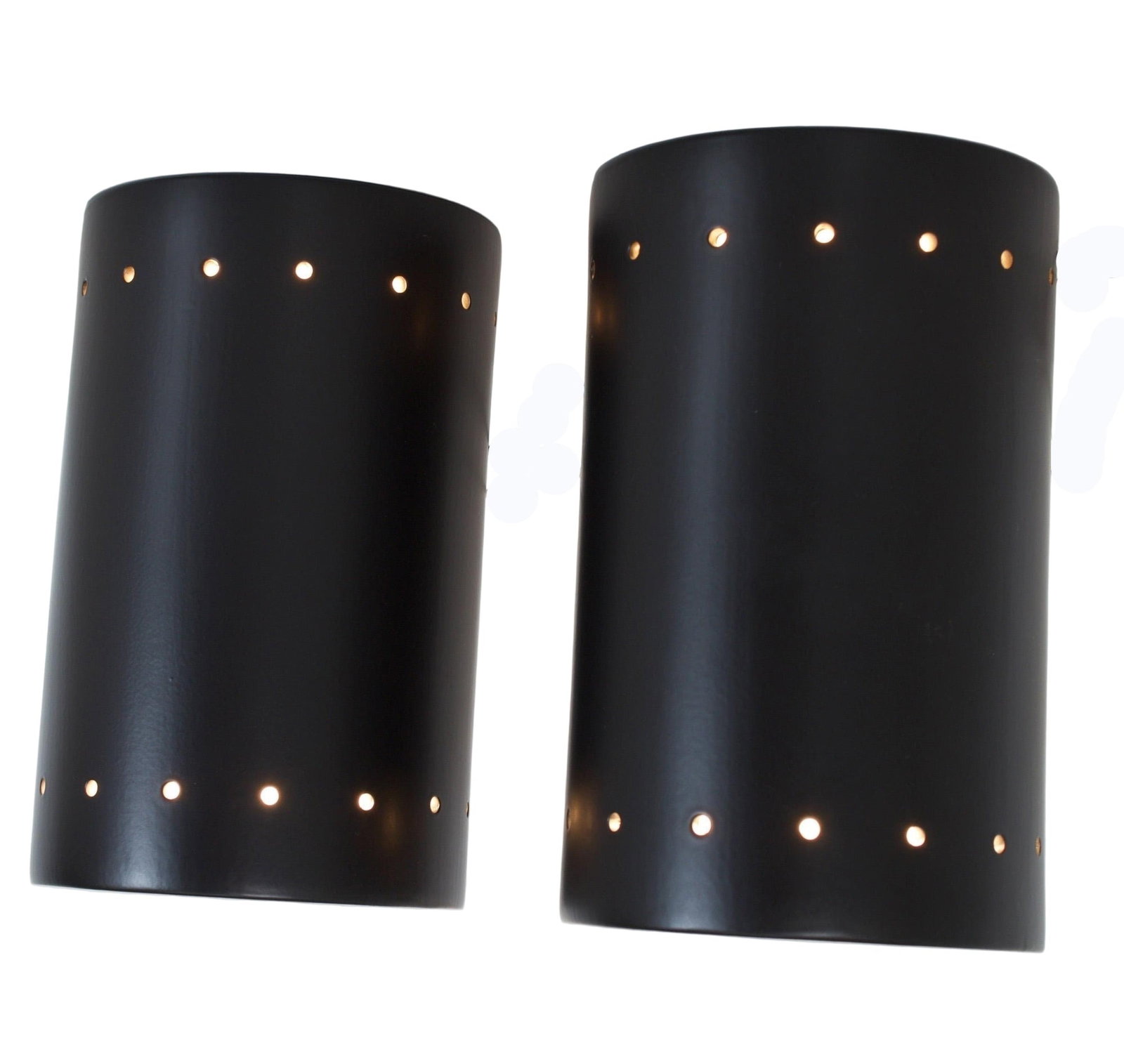Pair 1980s Black Ceramic Wall Sconces by Justice Design - 4
