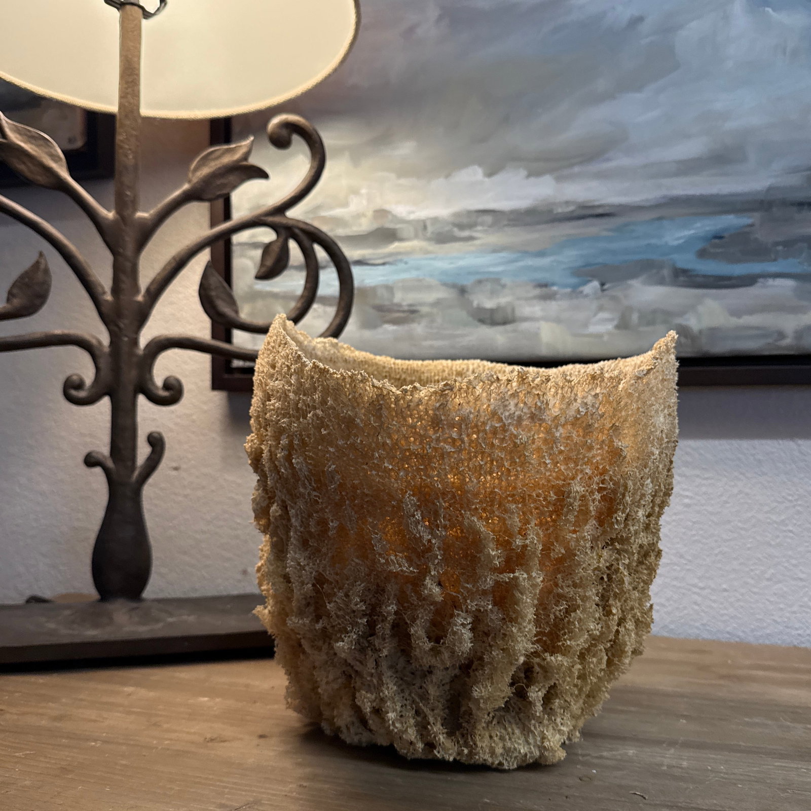 Large Natural Sea Basket Sponge Vase Very Large. - 5
