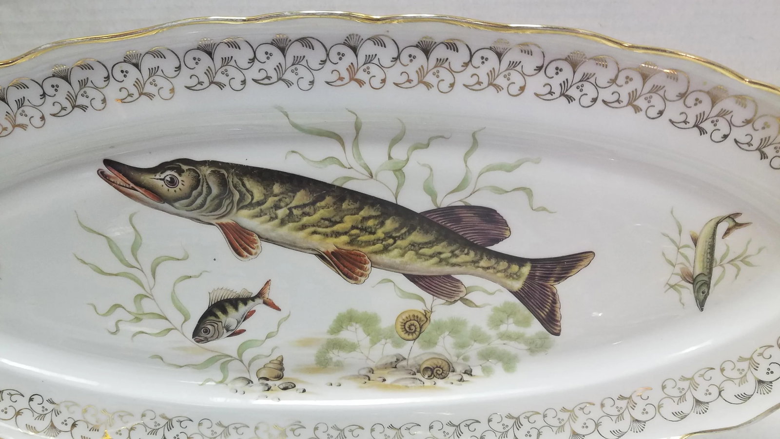 1960s French Hand-Painted Porcelain Fish Platter - 2