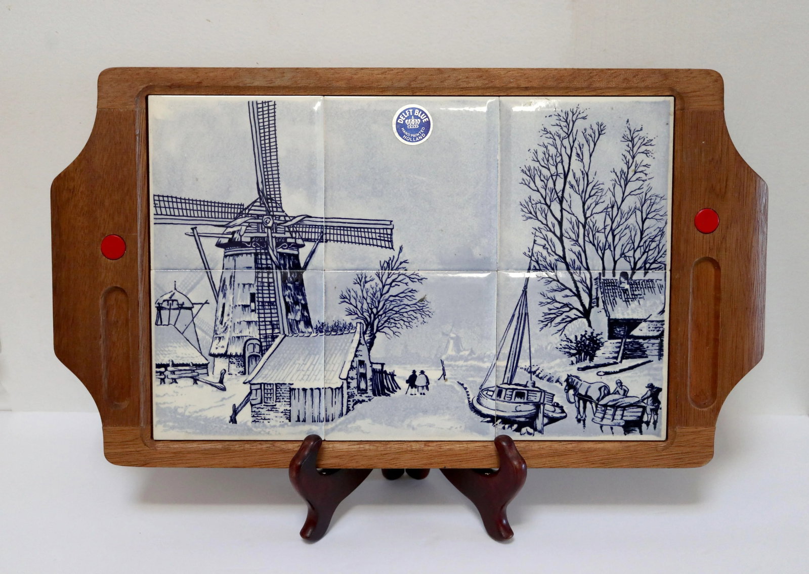 Hand Painted Vintage 1960s Delft Blue and White Tile Cheese Board - 11