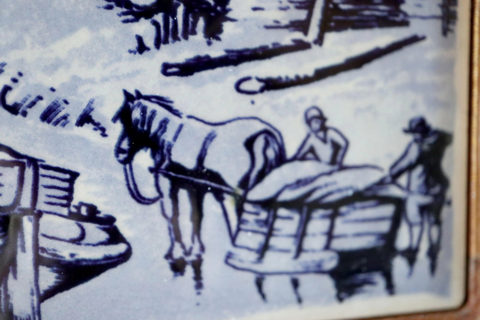 Hand Painted Vintage 1960s Delft Blue and White Tile Cheese Board - 5