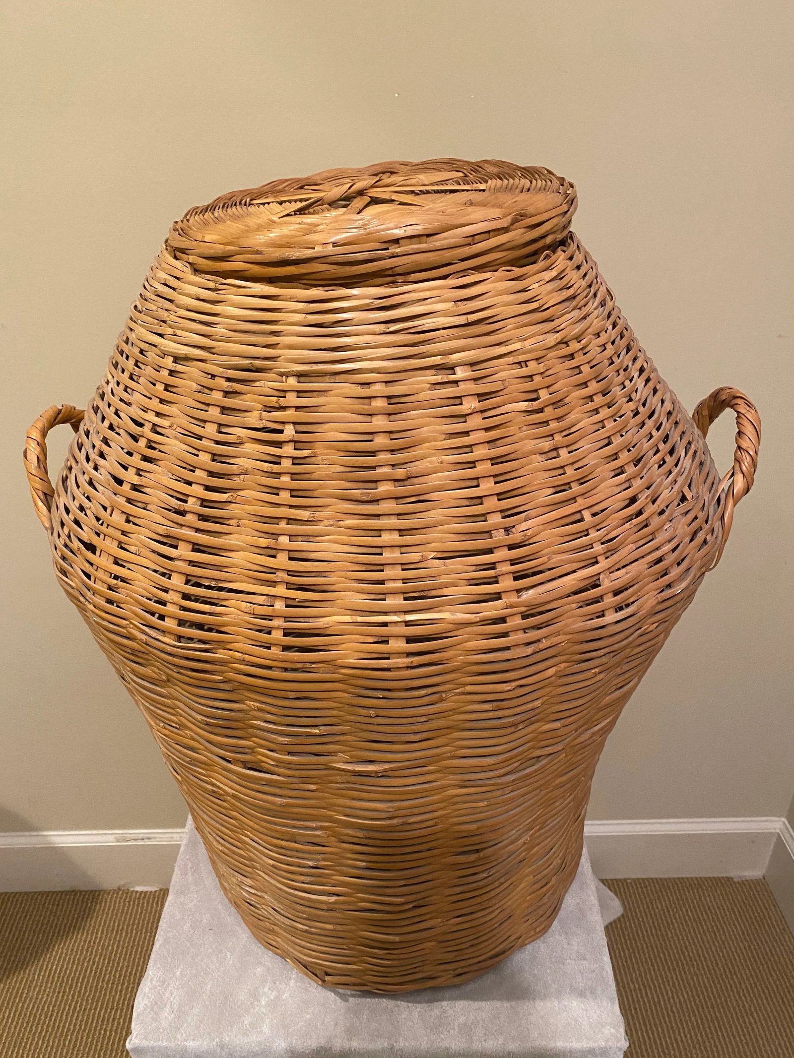 Vintage Split Bamboo Basket With Lid - 2