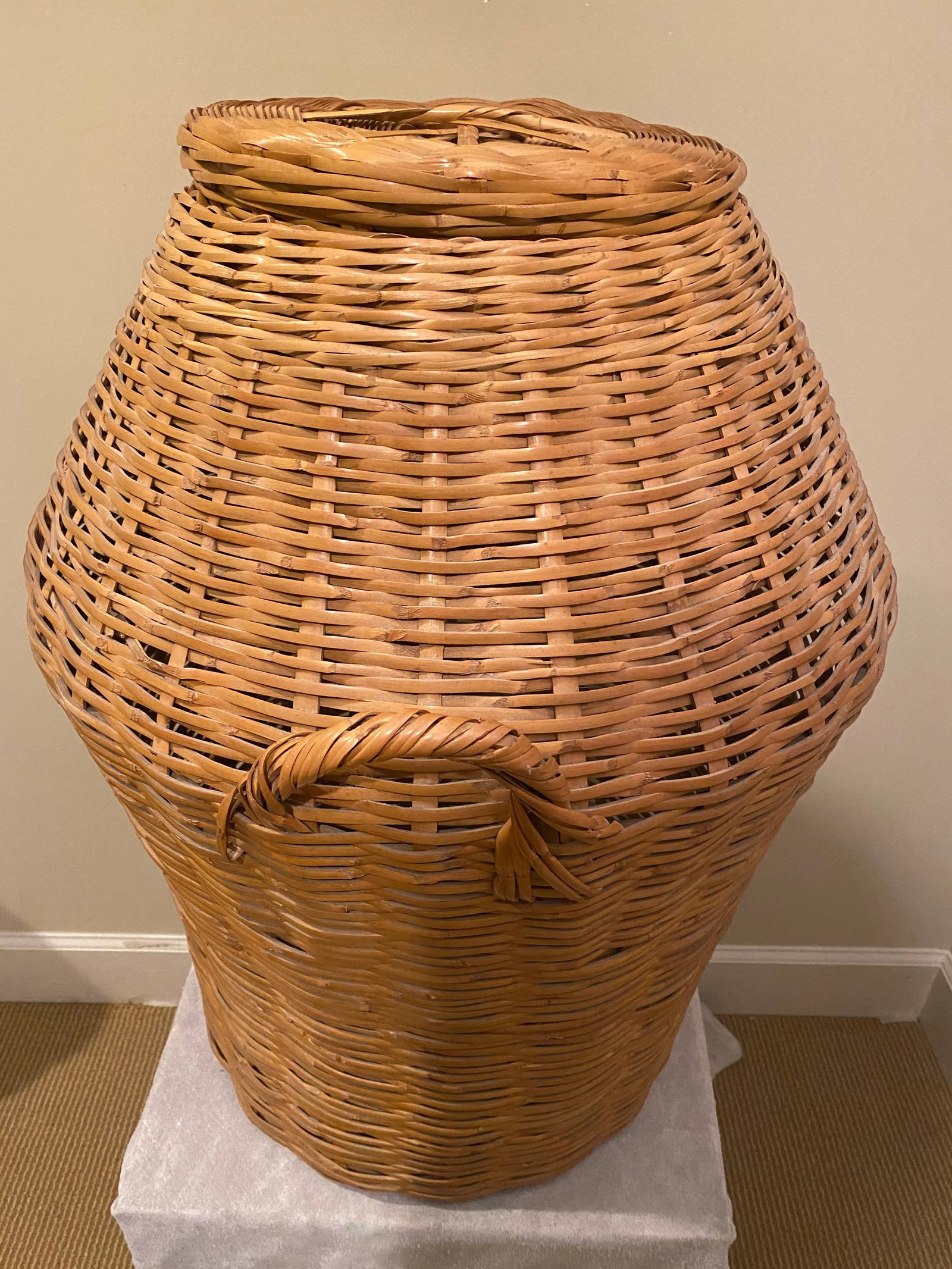 Vintage Split Bamboo Basket With Lid - 3