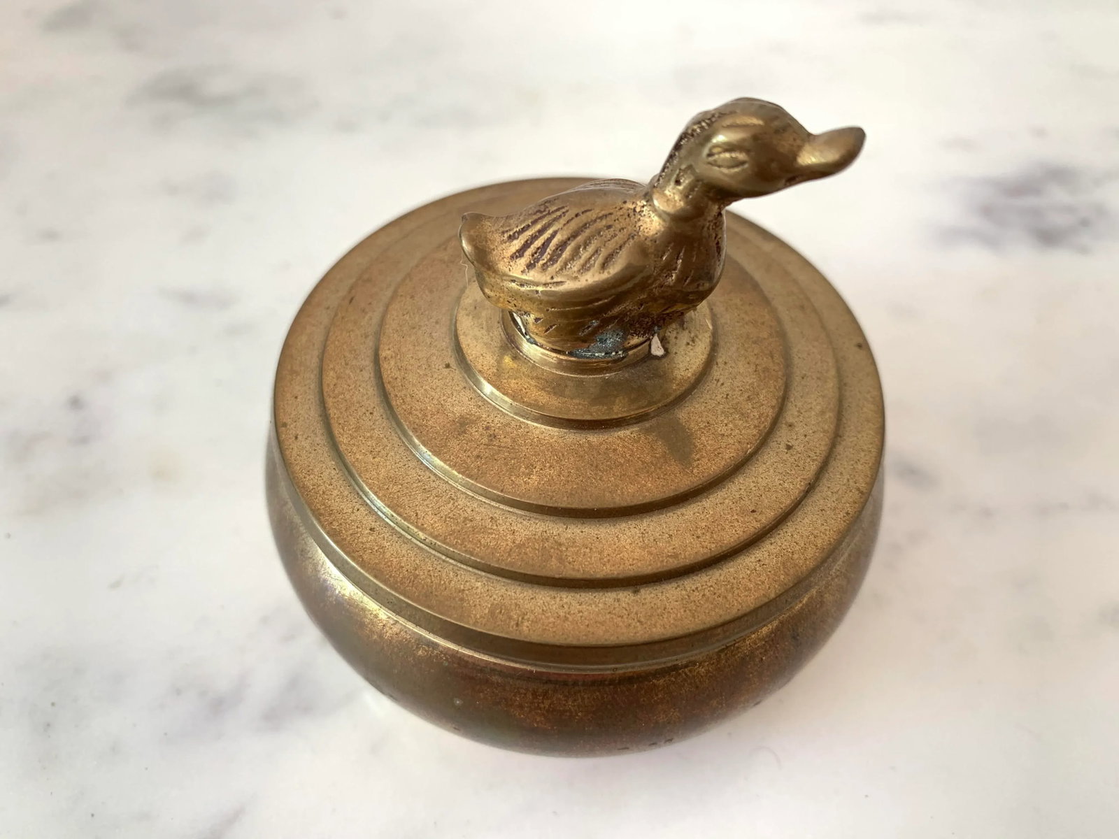 1950s Vintage Brass Trinket Box Duck - 5
