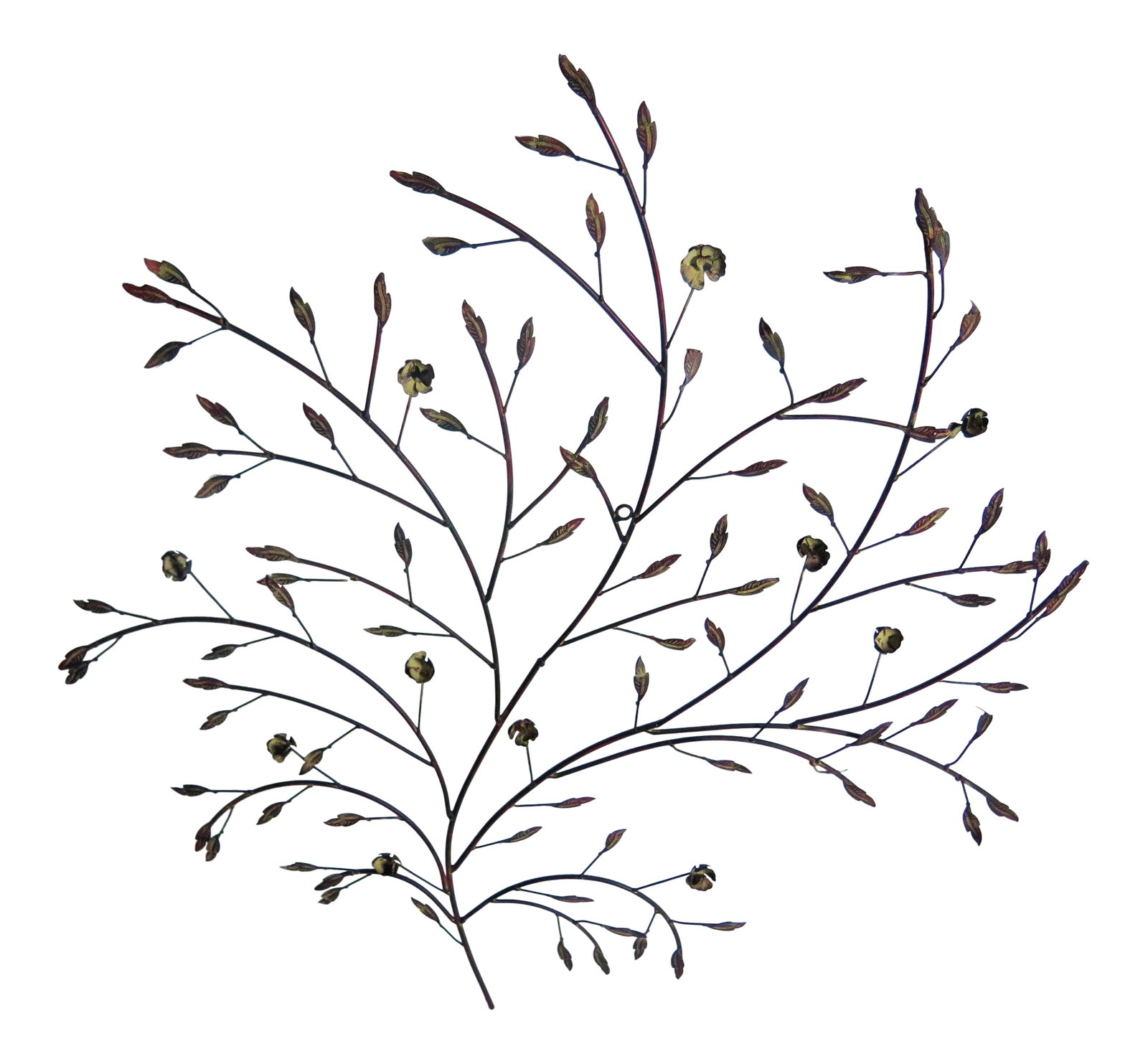 Jere Style Metal Sculpture: Jere style metal sculpture with leaves and flower motif. The attention to detail in this sculpture is remarkable. I purchased this piece at an antique mall in Las Vegas. Condition: Alterations: