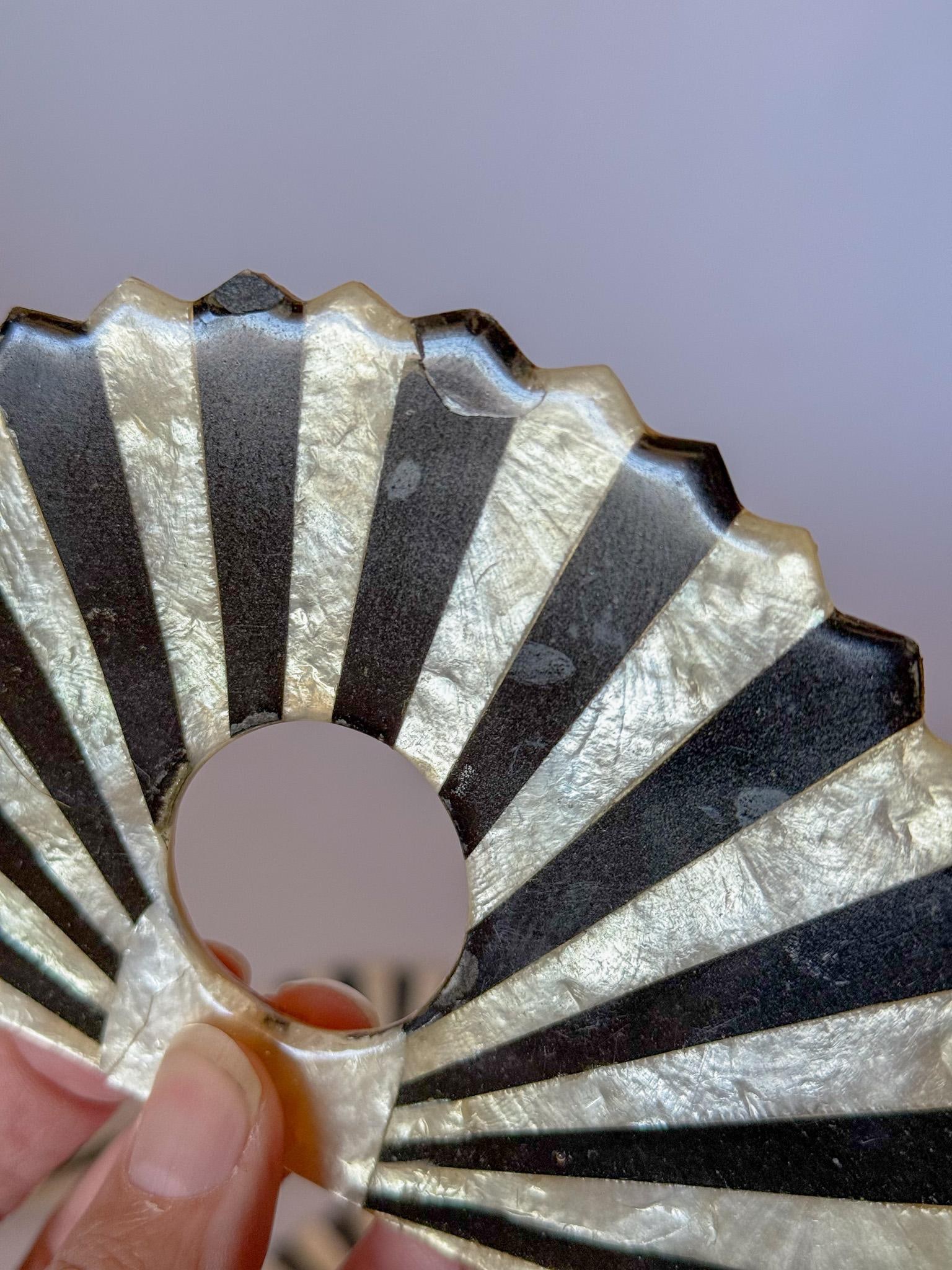 1980s Fan Shaped Capiz Shell Napkin Rings, Set of 6 - 6