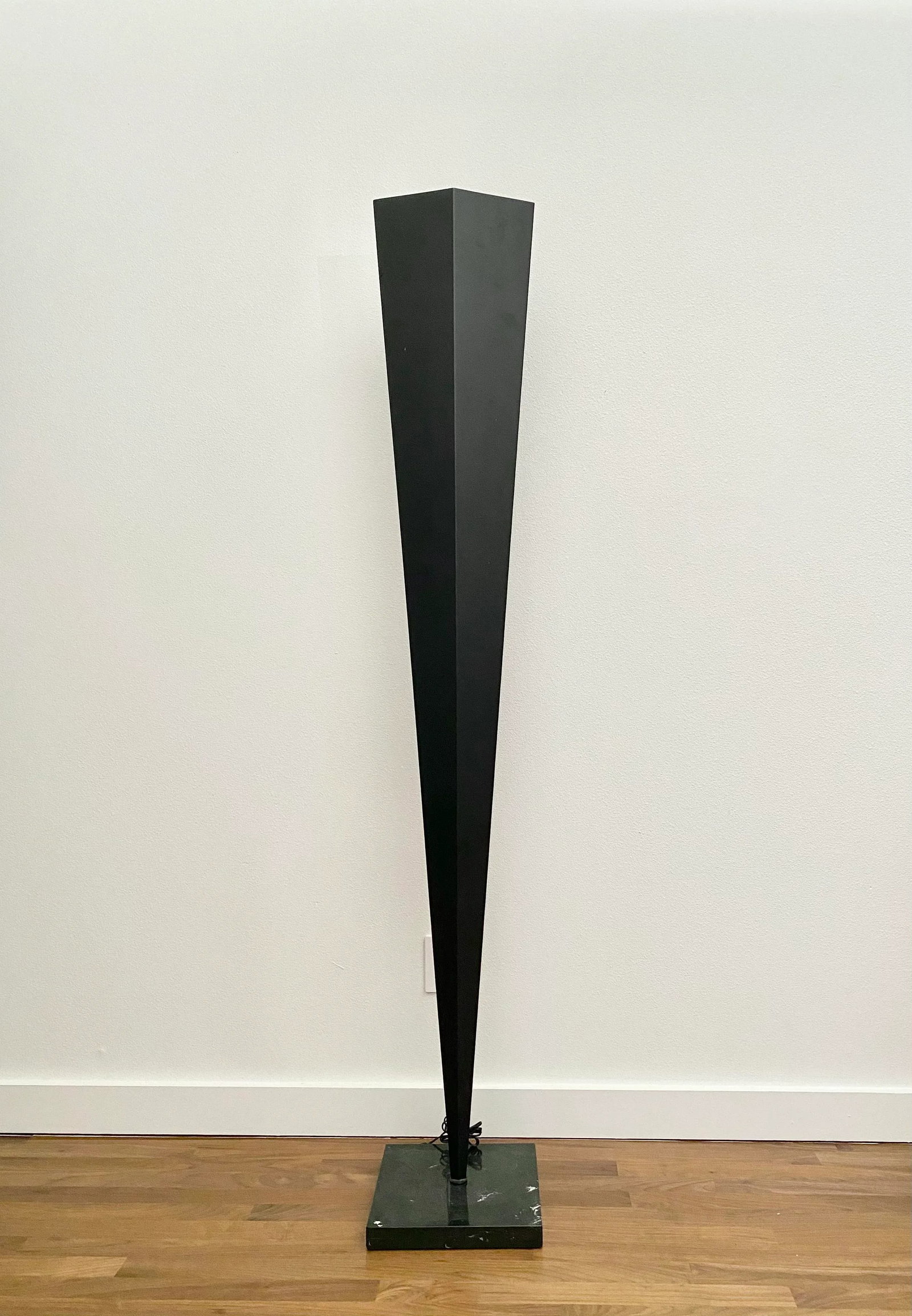 Geometric Extra Tall Faceted Steel & Marble Floor Lamp Attr. To Fontana Arte - 4