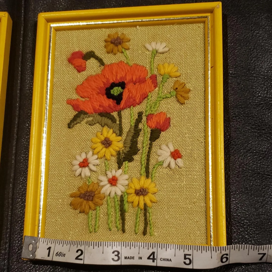 Vintage Folk Art Freehand Embroidery - 2 Pieces - 8