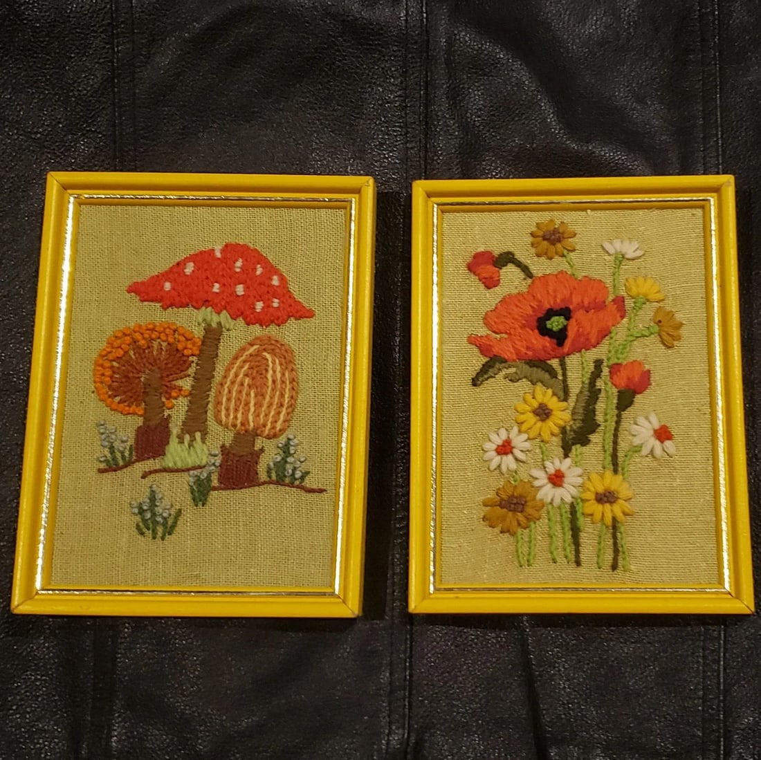Vintage Folk Art Freehand Embroidery - 2 Pieces - 9