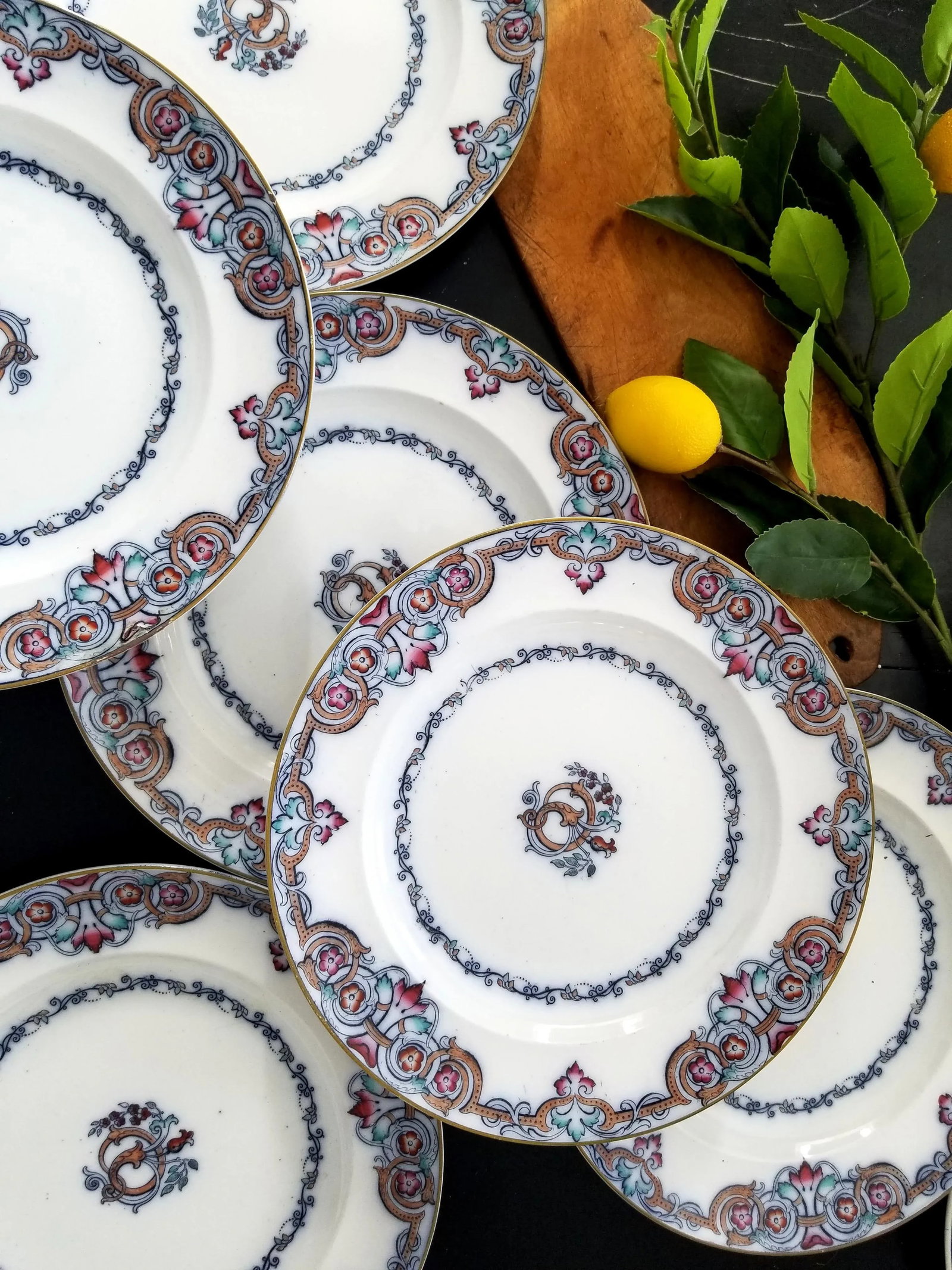 19th Century Antique Wedgwood Plates in Liffey Pattern - Set of 6 - 7
