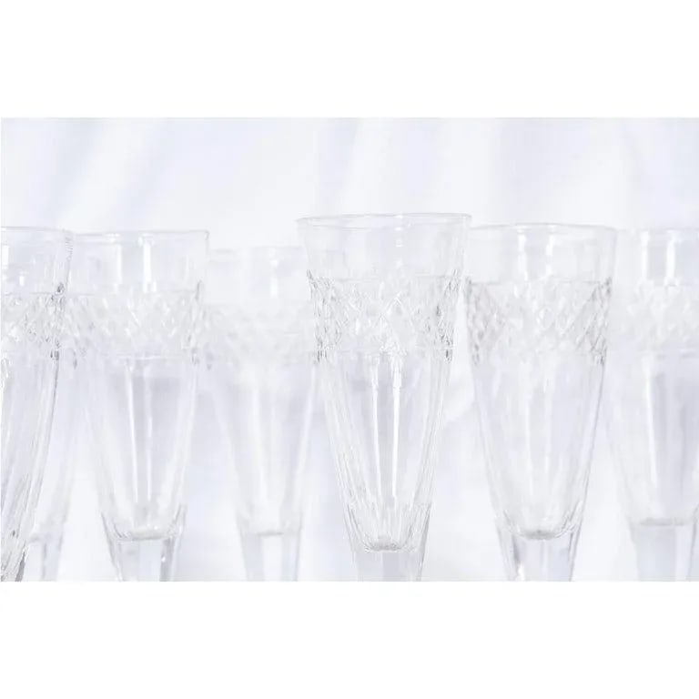 French 19th Century Cut Crystal Champagne Flutes - Set of 13 - 2