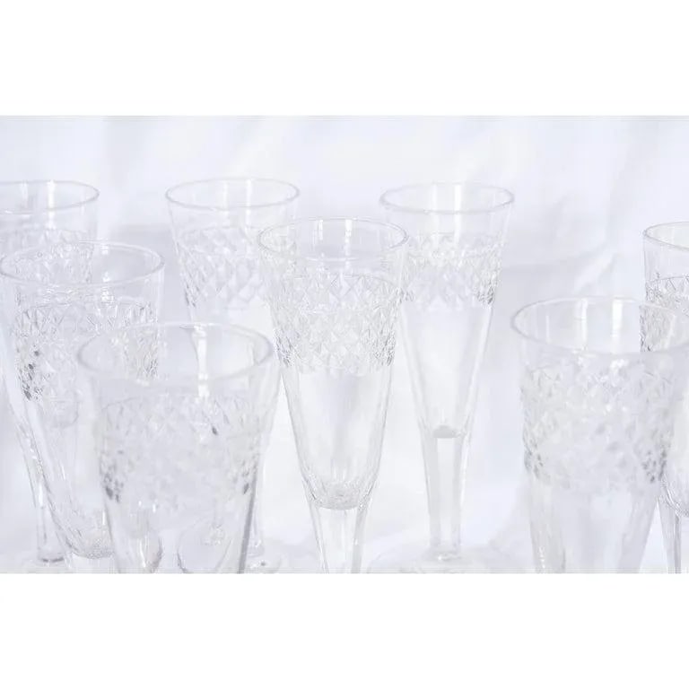 French 19th Century Cut Crystal Champagne Flutes - Set of 13 - 5