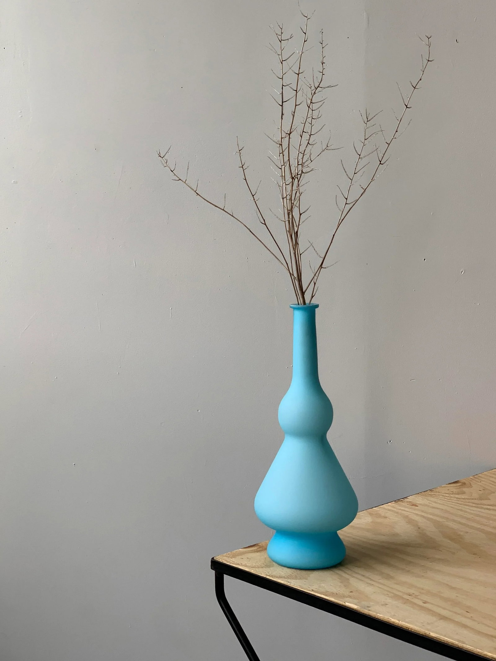 1960s Vintage Satin Glass Knobbed Vase - 2