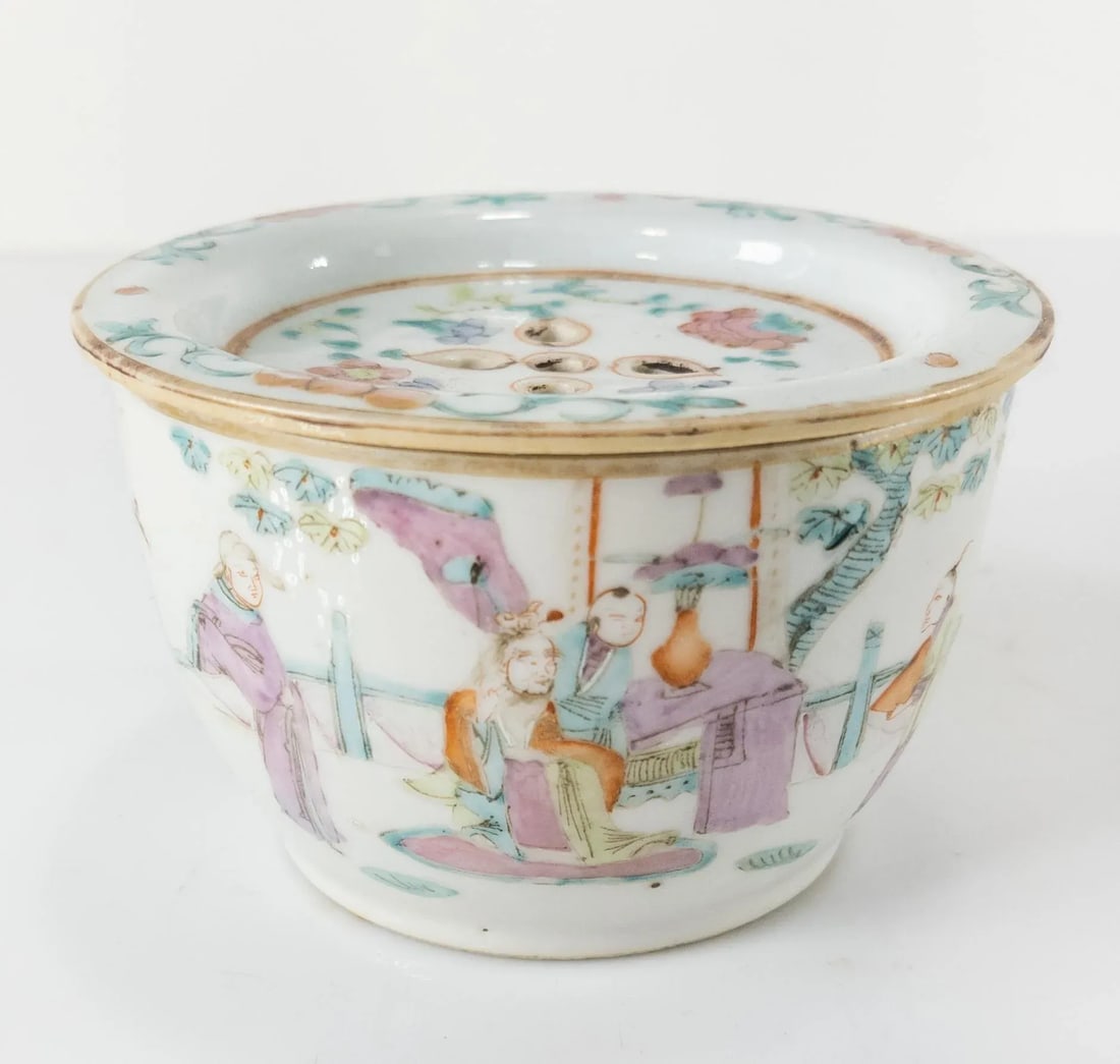 Late 19th Century Chinese Famille Rose Porcelain Cricket Cage Bowl - 13