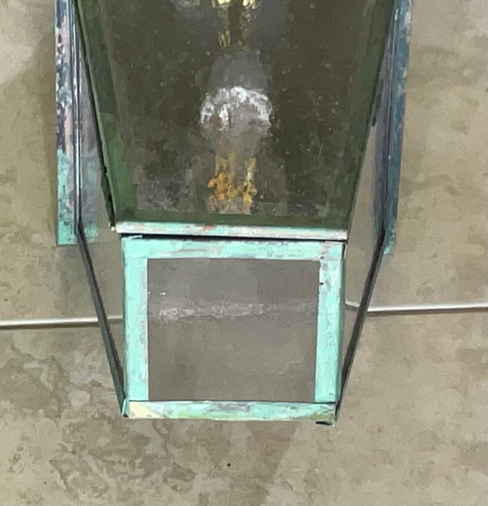 Single Small Vintage Solid Brass Hanging Lantern- 17"h X 7".5 X 7".5 - 8