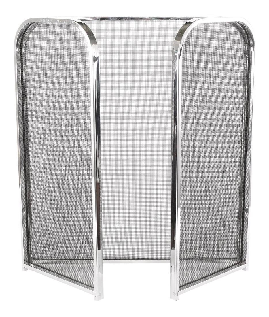 Late 20th Century Silvered Framed / Mesh Interior Fire Place Screen (1 of 10)