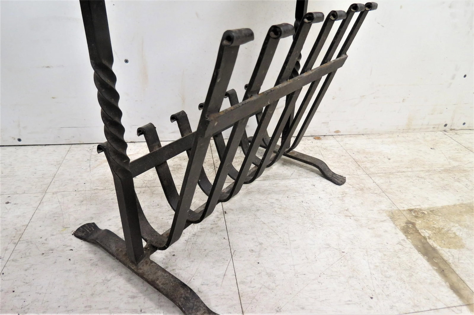 Vintage English Oak Wood and Iron Magazine Rack - 6