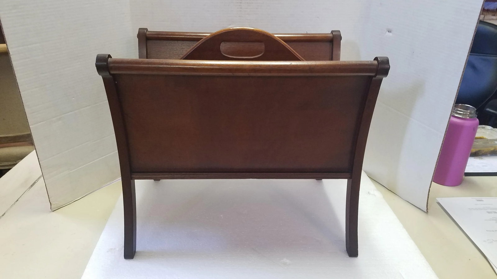 Vintage Mahogany Magazine Holder - 2