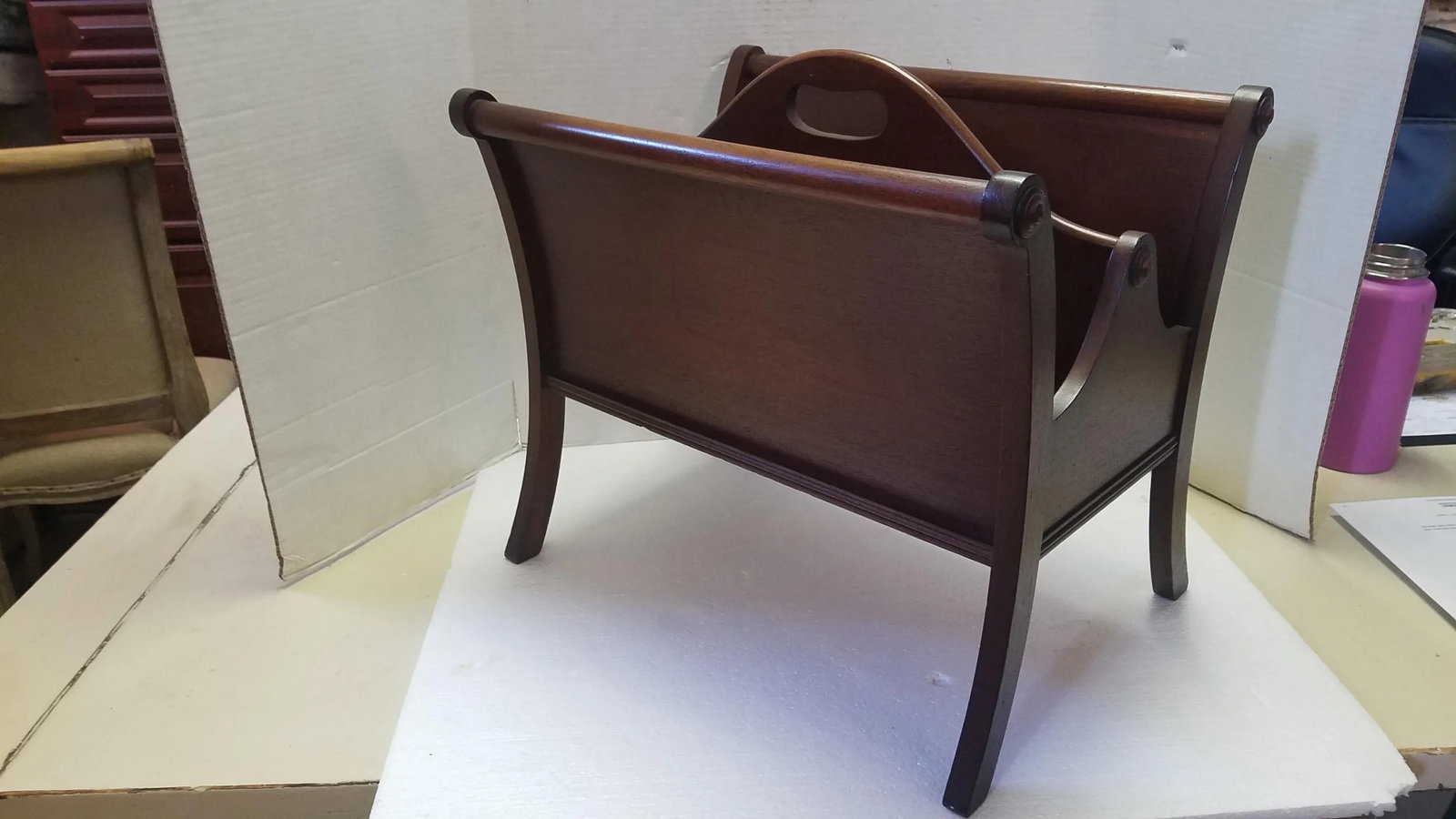 Vintage Mahogany Magazine Holder - 8