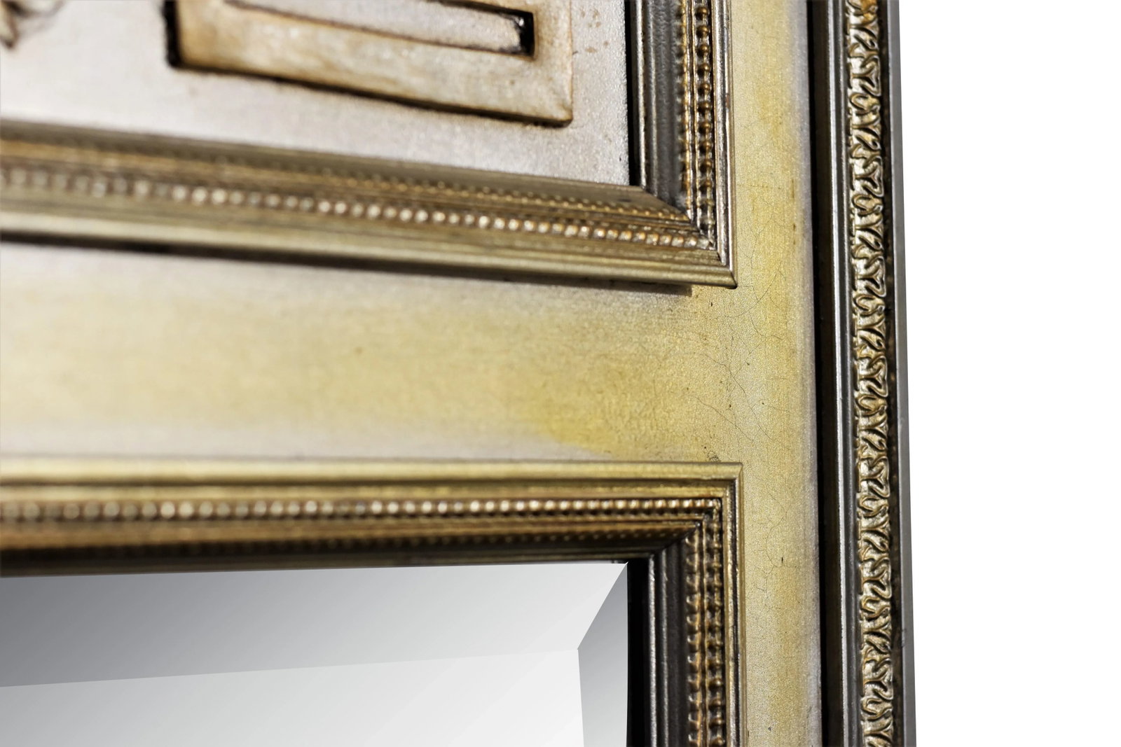 Early 20th Century Greek Neoclassical Style Gold and Silver Giltwood Trumeau Mirror - 6