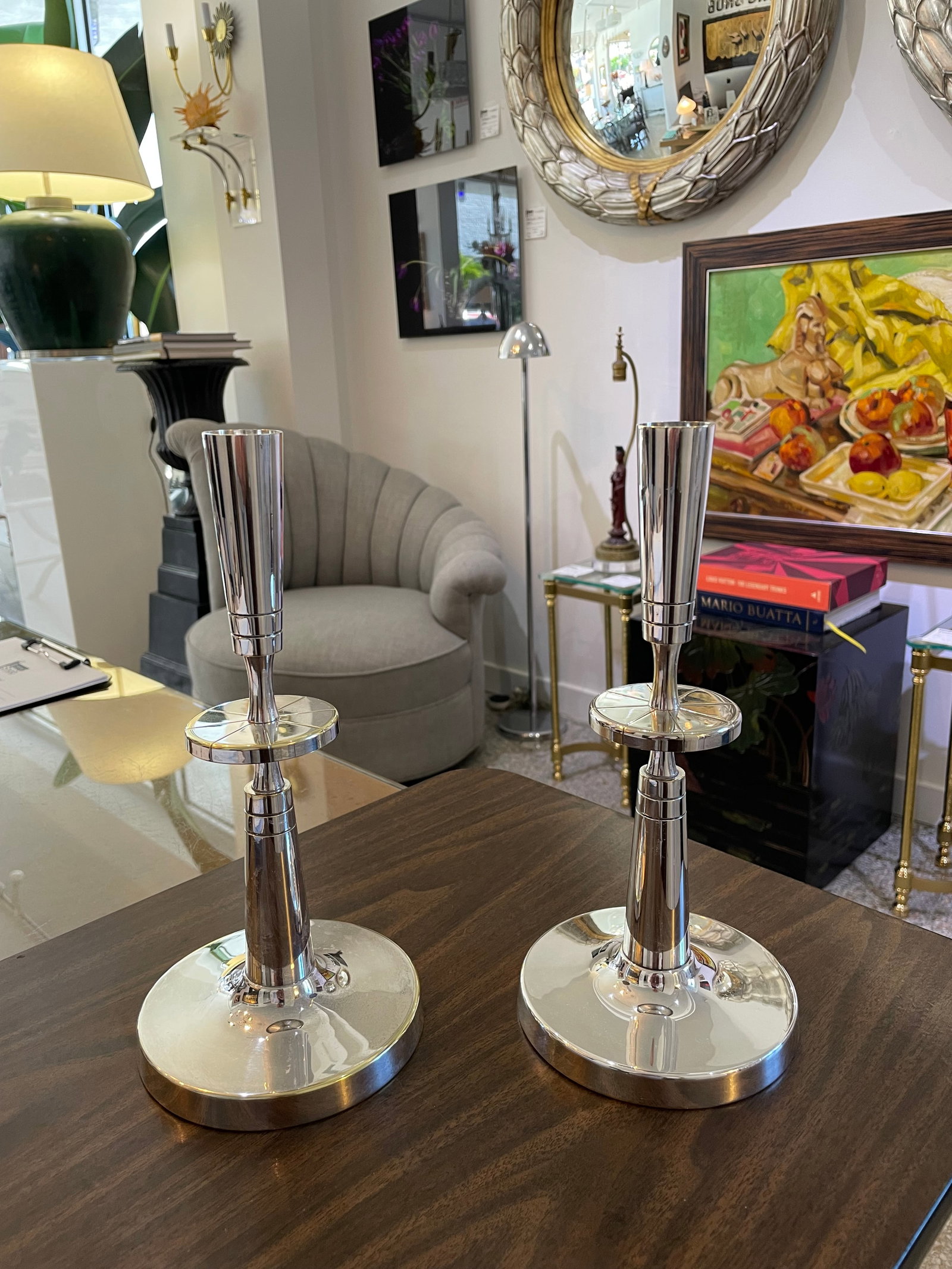 Silverplate Candlesticks Tommi Parzinger - A Pair - 14