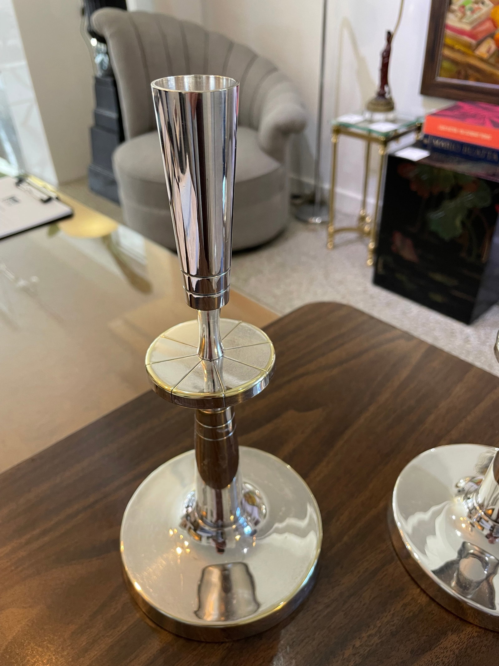 Silverplate Candlesticks Tommi Parzinger - A Pair - 16
