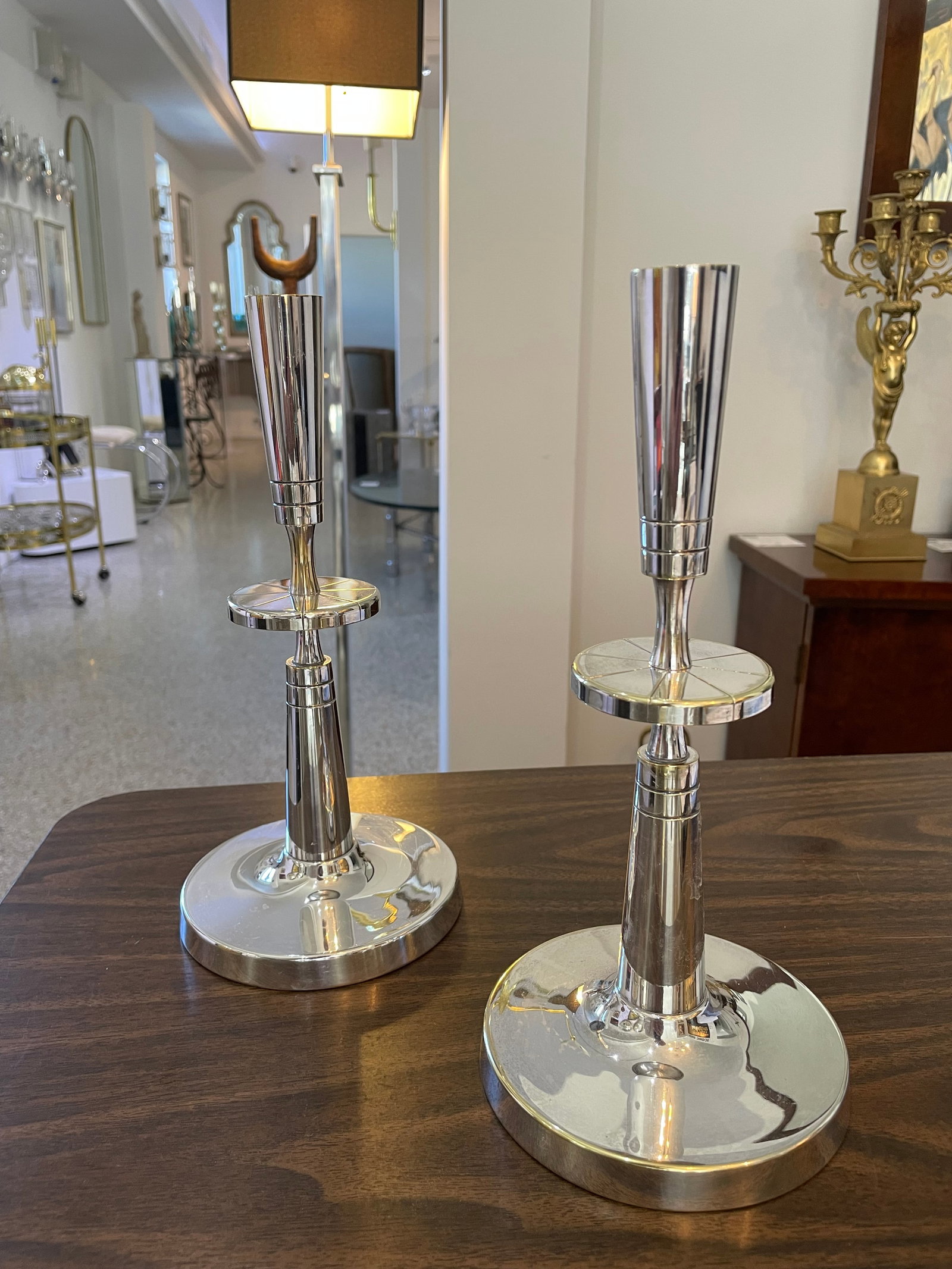 Silverplate Candlesticks Tommi Parzinger - A Pair - 17