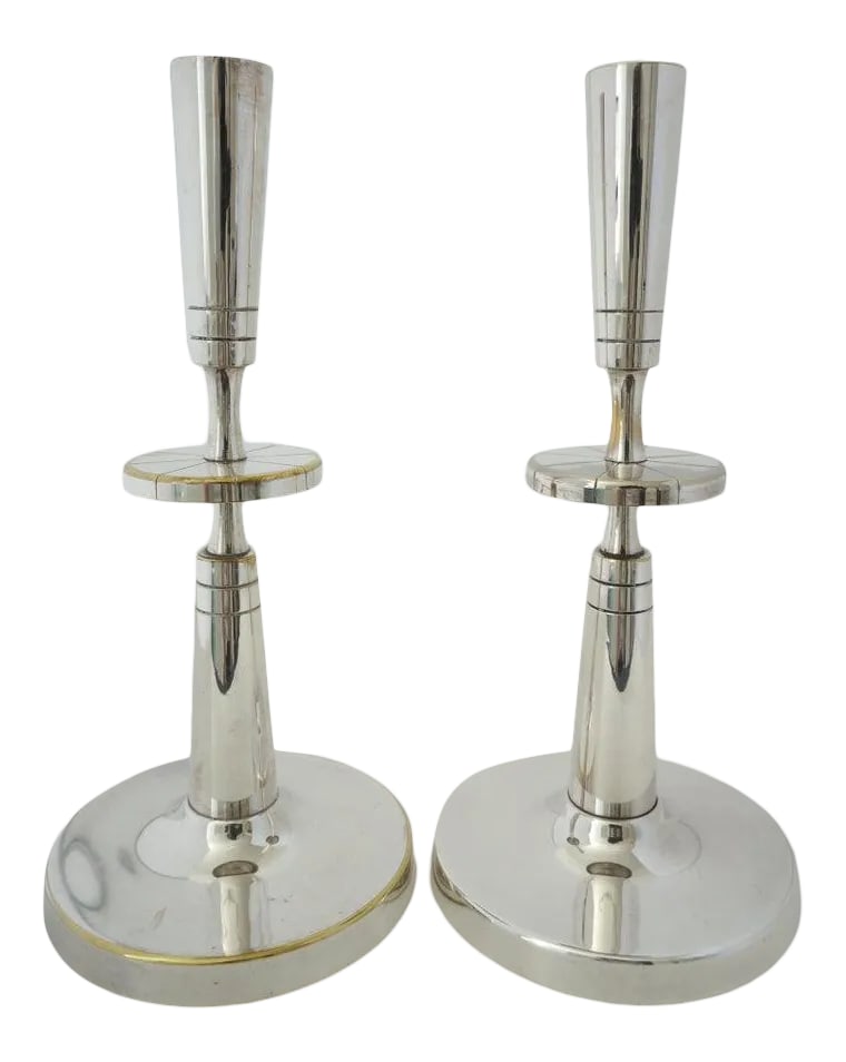 Silverplate Candlesticks Tommi Parzinger - A Pair (1 of 17)
