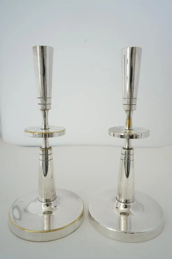 Silverplate Candlesticks Tommi Parzinger - A Pair - 2