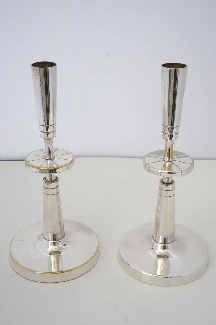 Silverplate Candlesticks Tommi Parzinger - A Pair - 5