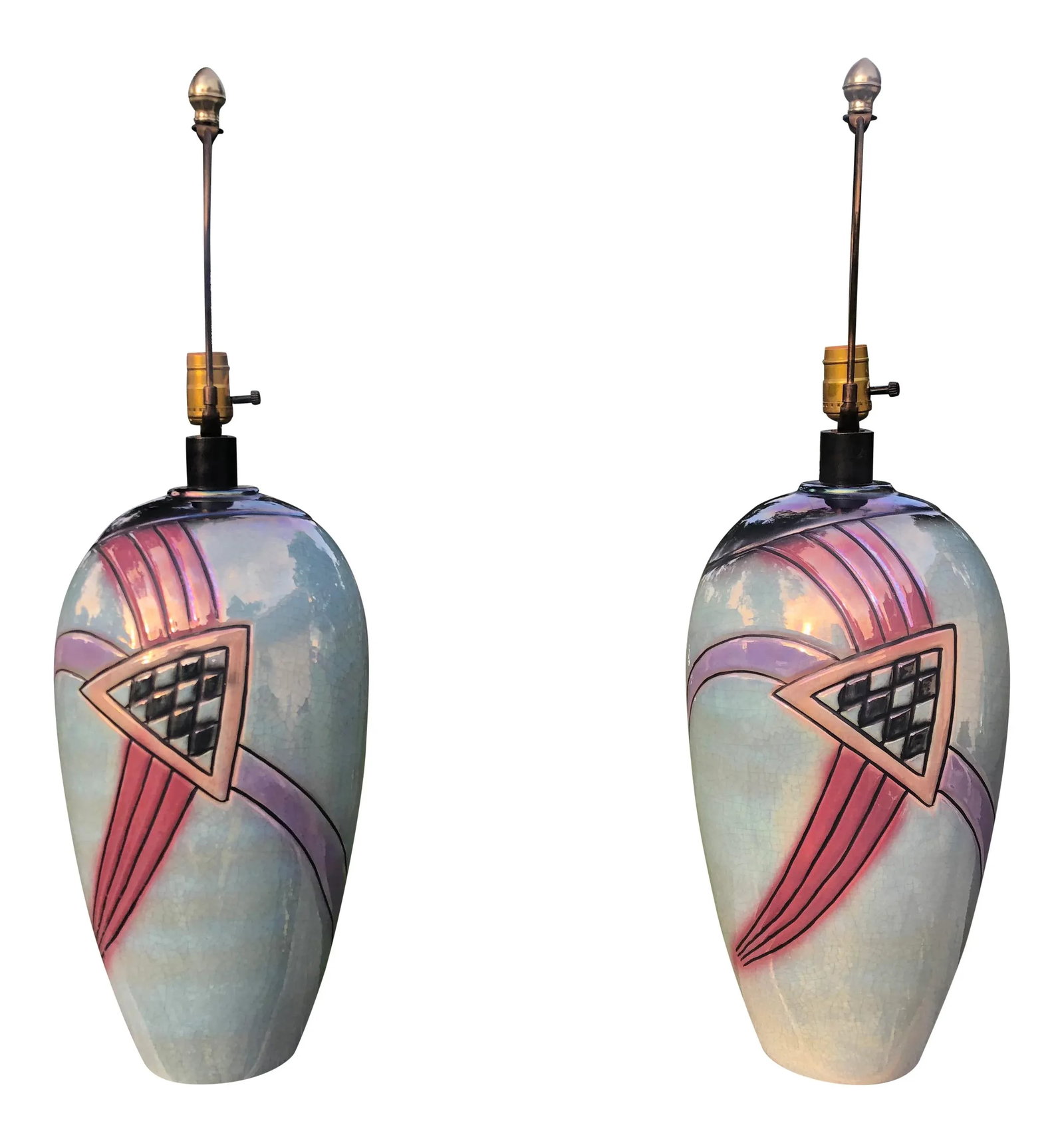 Vintage 1980s Art Deco Lamps from Harris Lamps - a Pair - 4