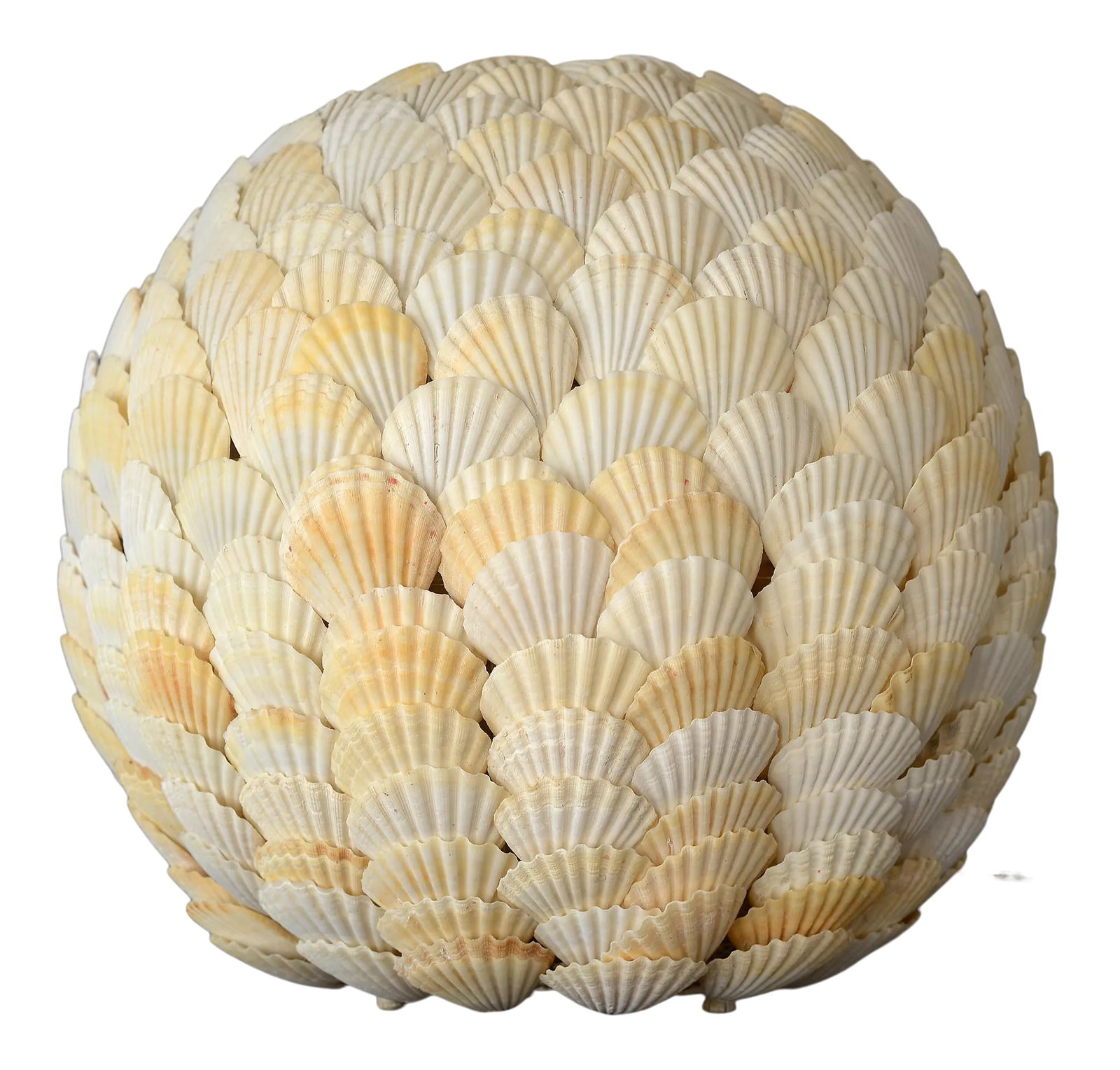 Spherical Clam Shell Floor Lamp: This incredible clamshell lamp is stunning beyond words! It has four short metal legs designed to be displayed on the floor as a floor lamp. There is a metal frame on the inside that holds all the