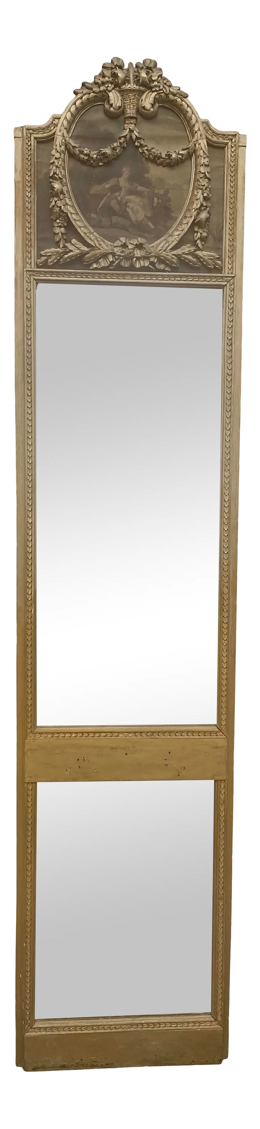 Large Antique Late 19th Century French Louis XVI Trumeau Mirror (1 of 11)