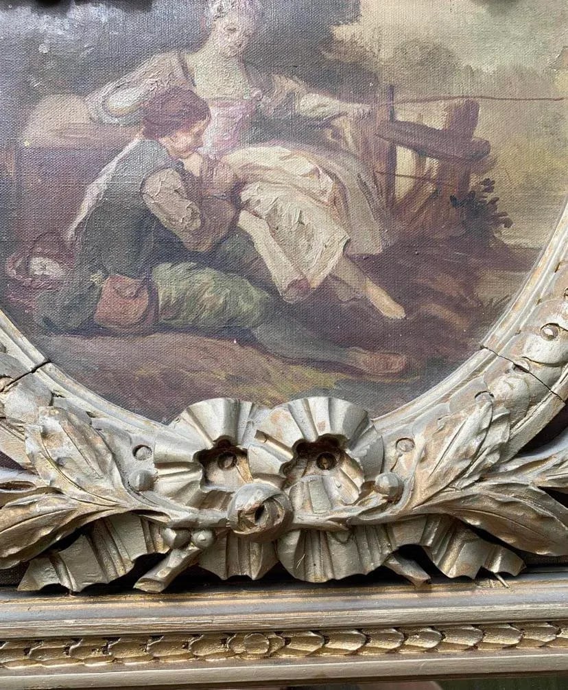 Large Antique Late 19th Century French Louis XVI Trumeau Mirror - 2
