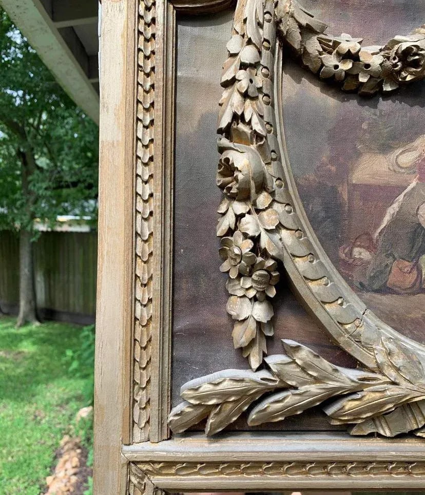 Large Antique Late 19th Century French Louis XVI Trumeau Mirror - 3