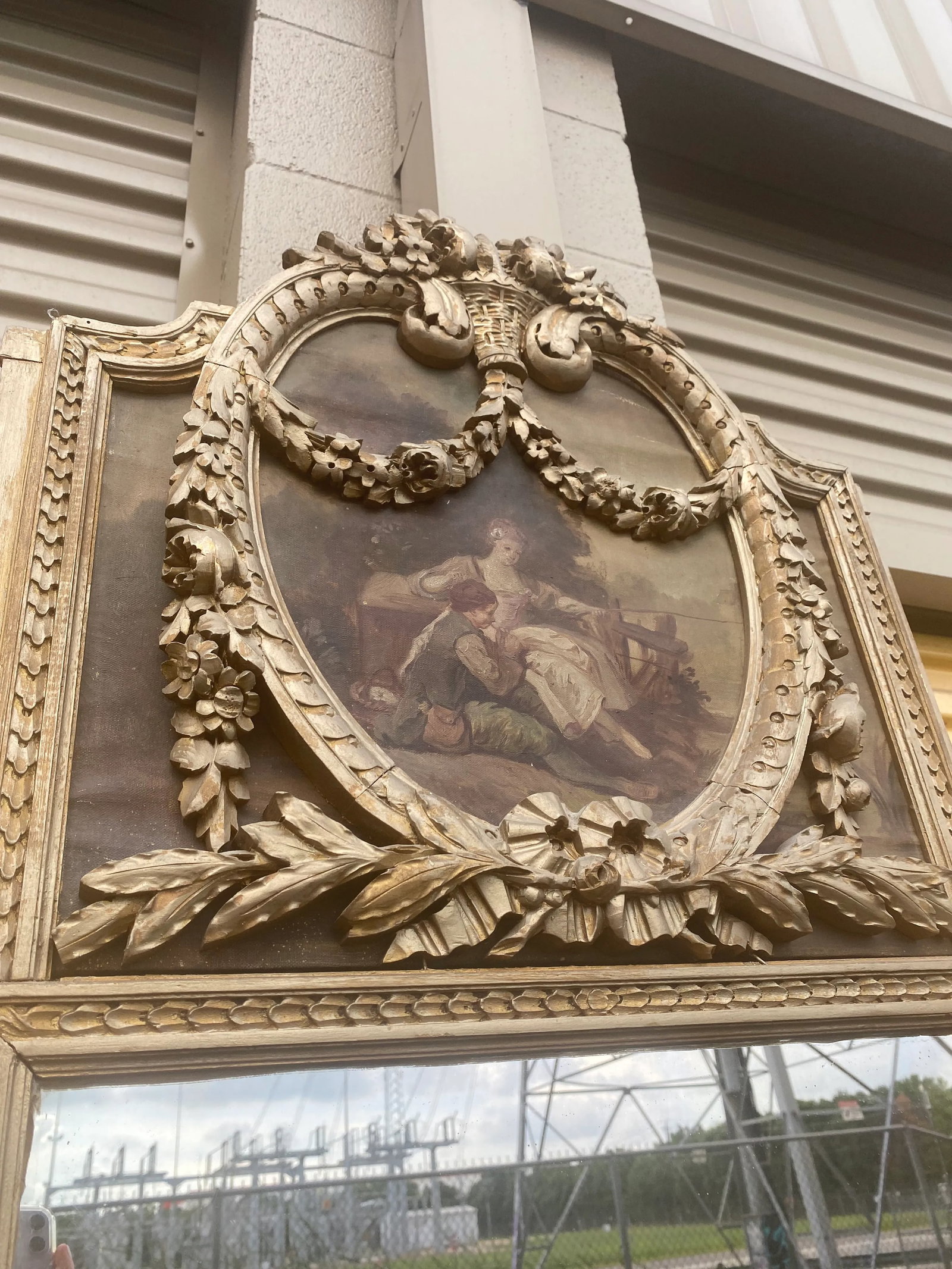 Large Antique Late 19th Century French Louis XVI Trumeau Mirror - 7