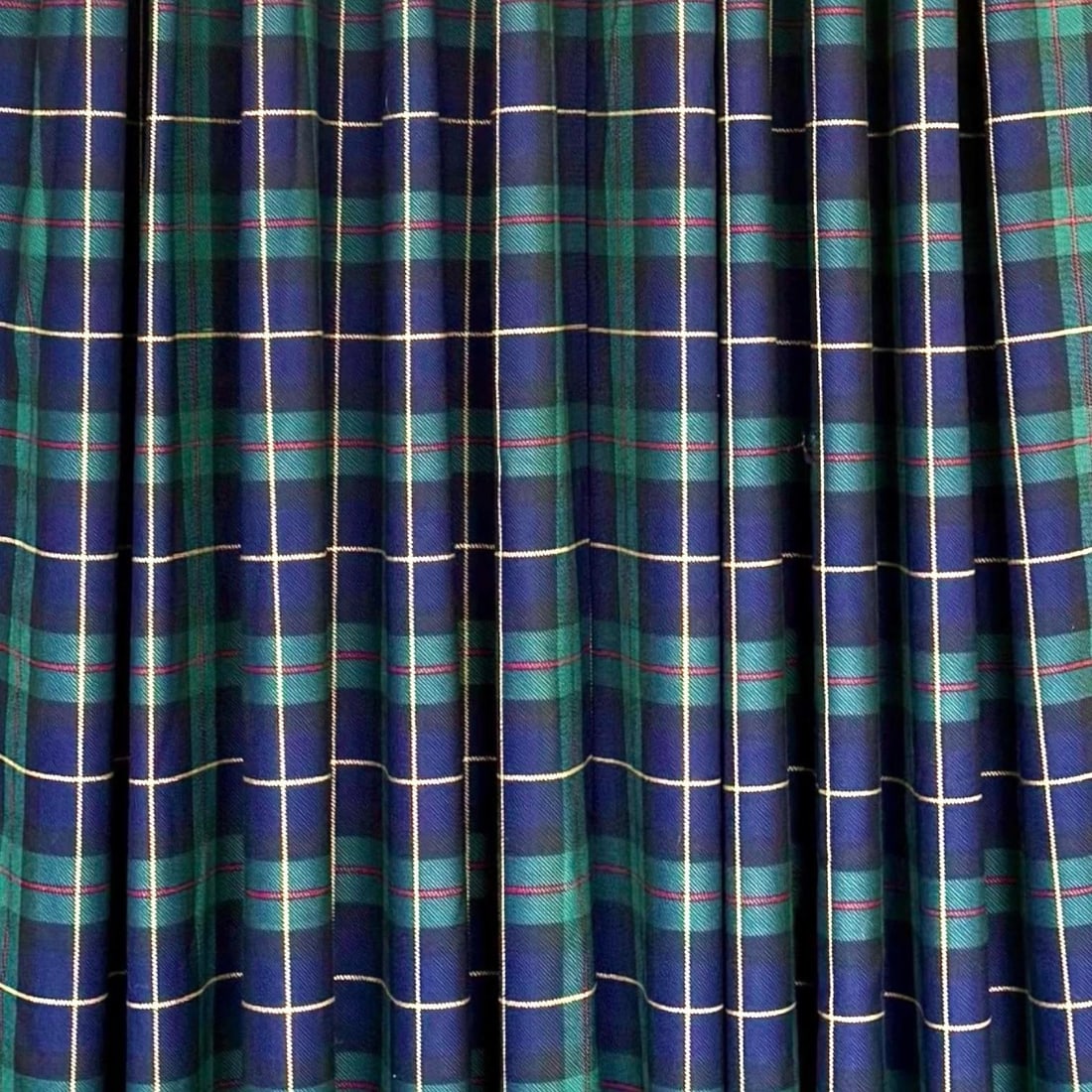 Tartan Plaid Wool Blend Two-Width Curtain Panels With Aged Brass Pole - A Pair - 2