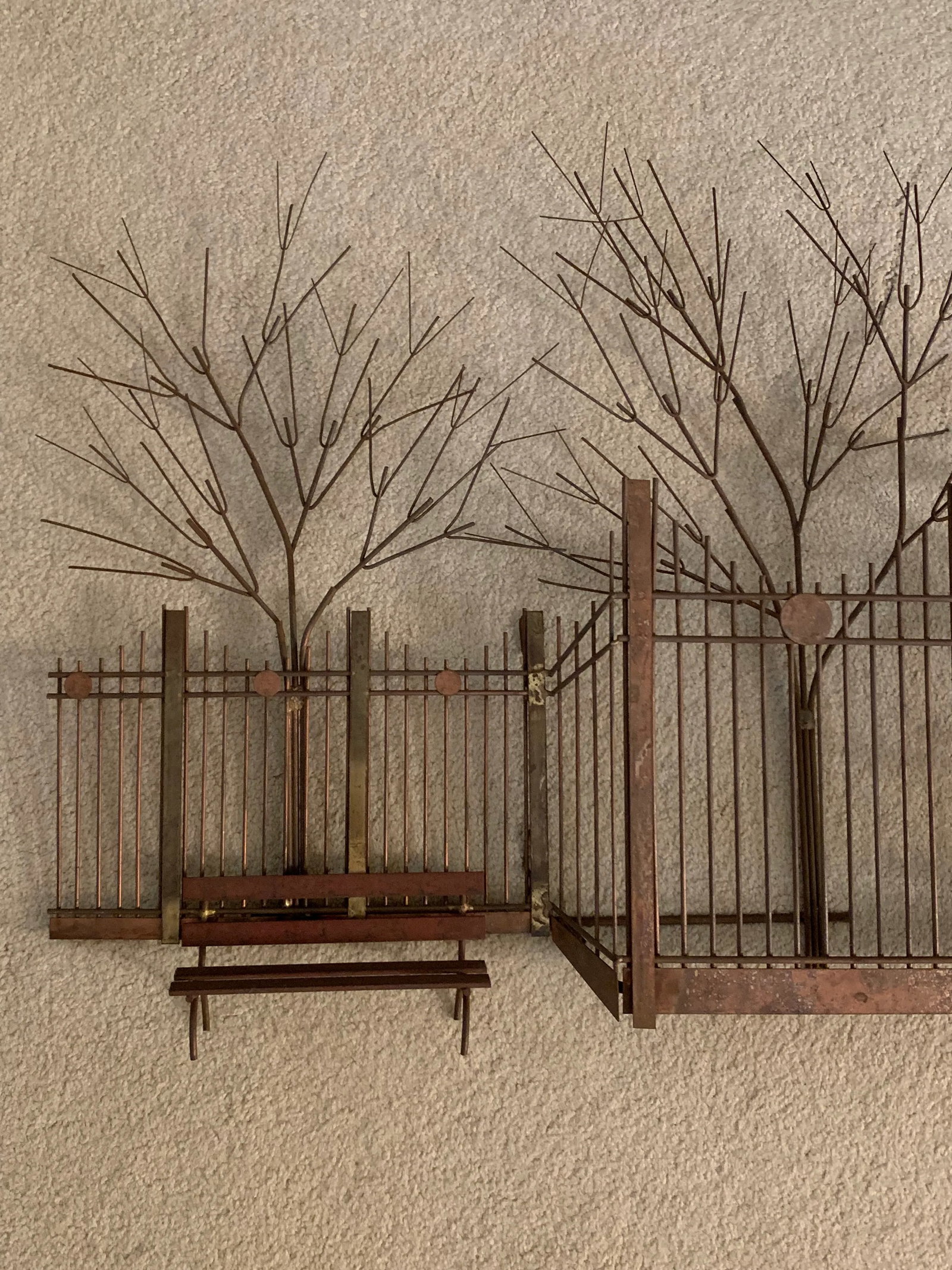 1970s Curtis Jere Boy in Park Bench, Metal Wall Sculpture - 4