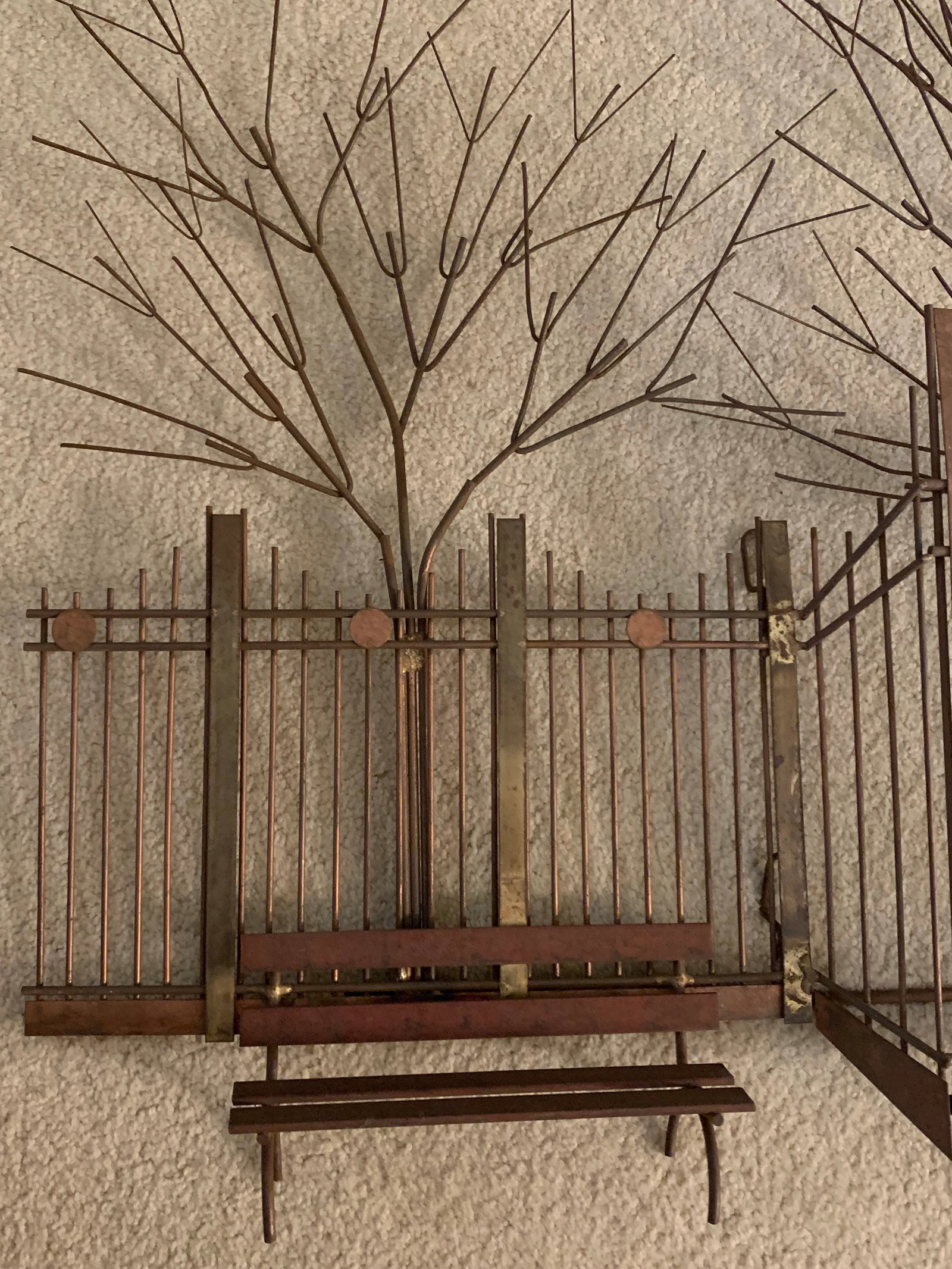 1970s Curtis Jere Boy in Park Bench, Metal Wall Sculpture - 5