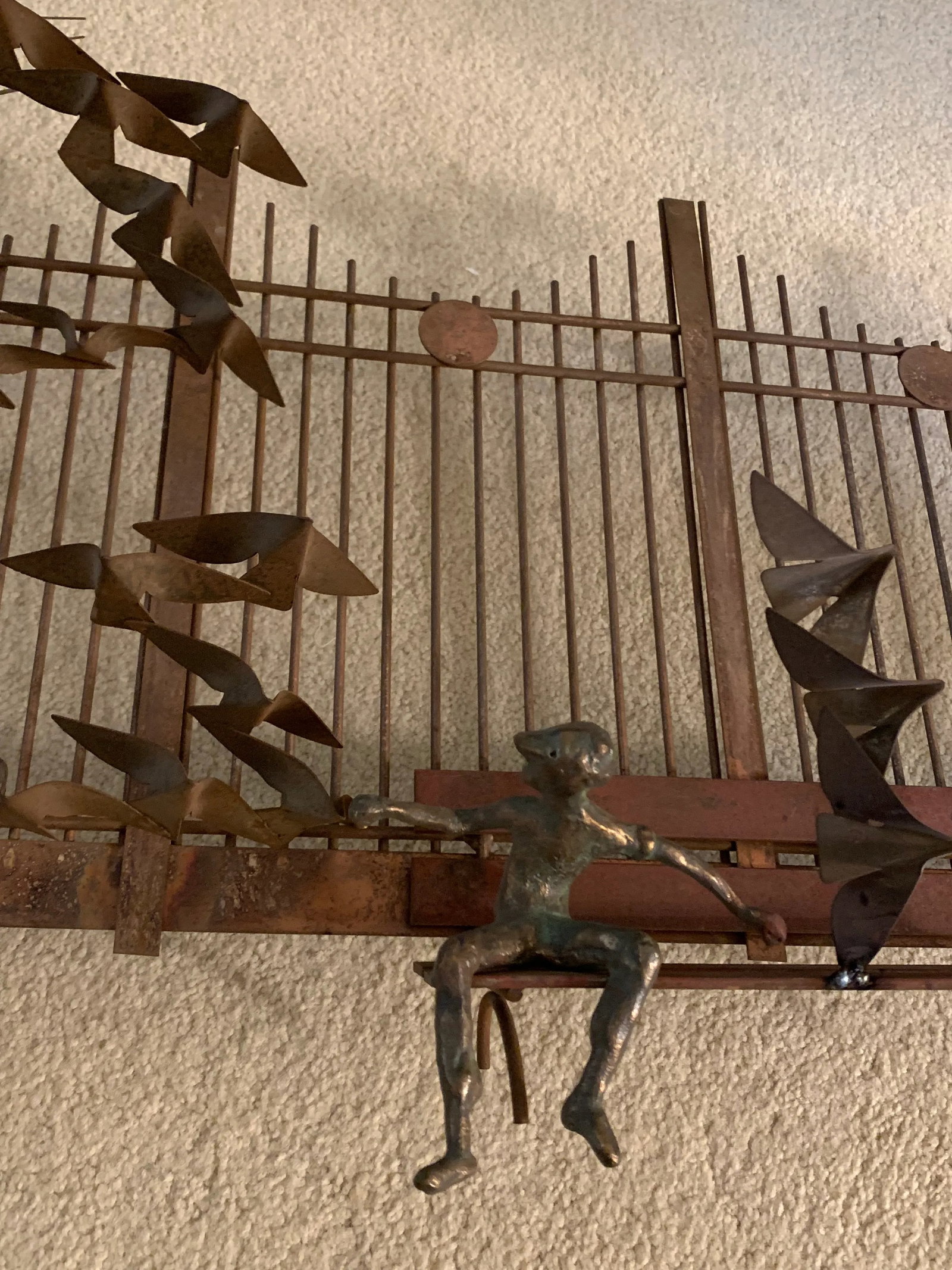 1970s Curtis Jere Boy in Park Bench, Metal Wall Sculpture - 7