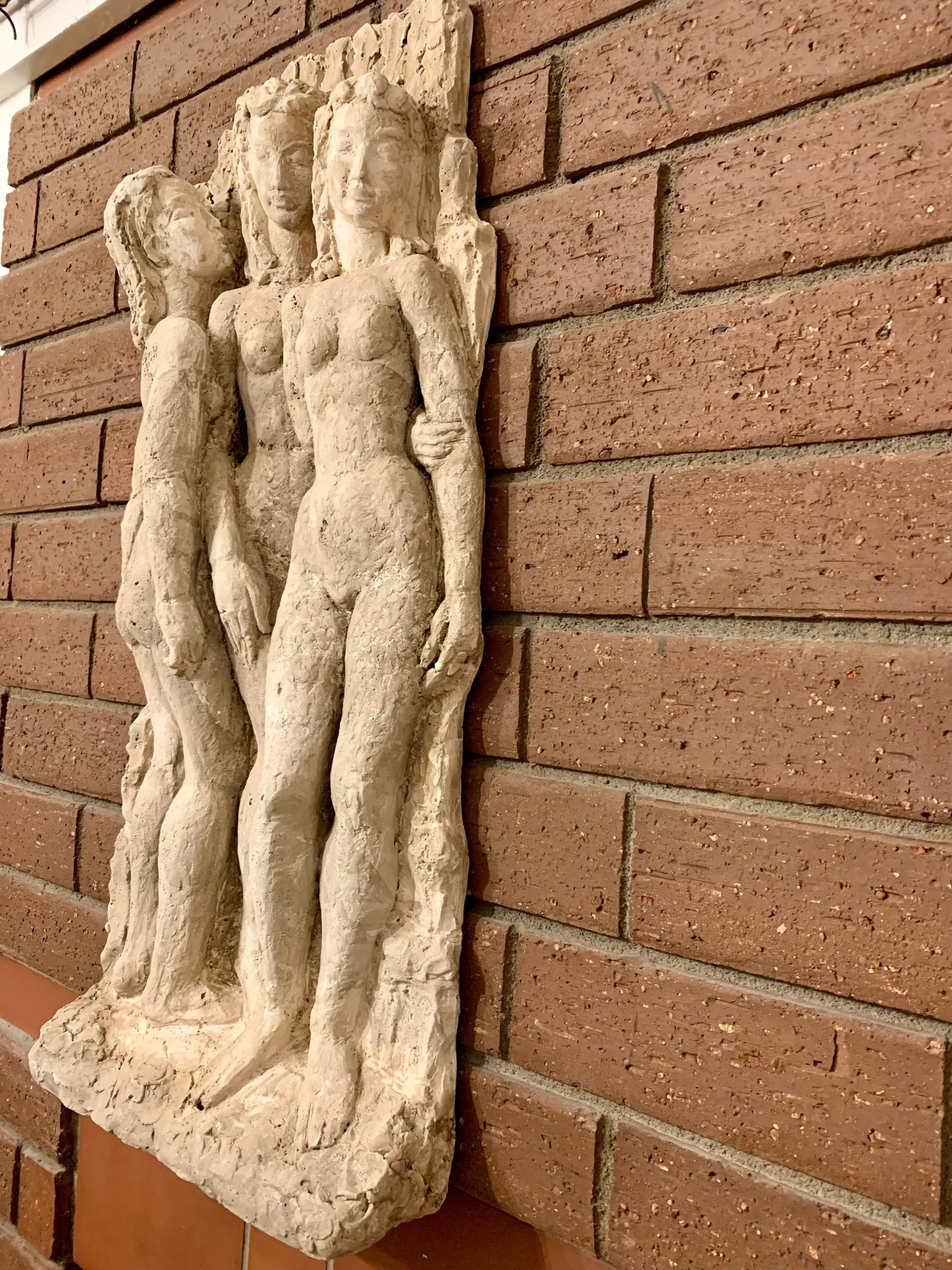 Vintage Wall Sculpture of Three Graces Charities, Signed - 7