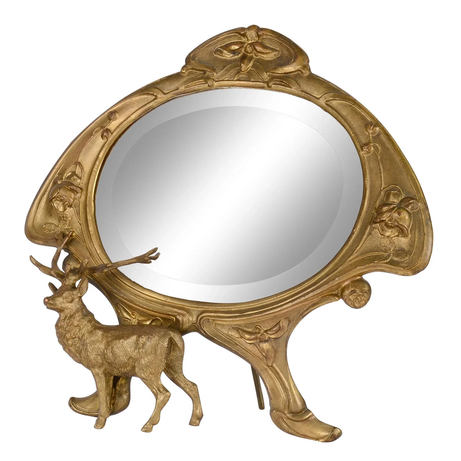 1890's Art Nouveau Gilt Bronze Dressing Mirror - 2