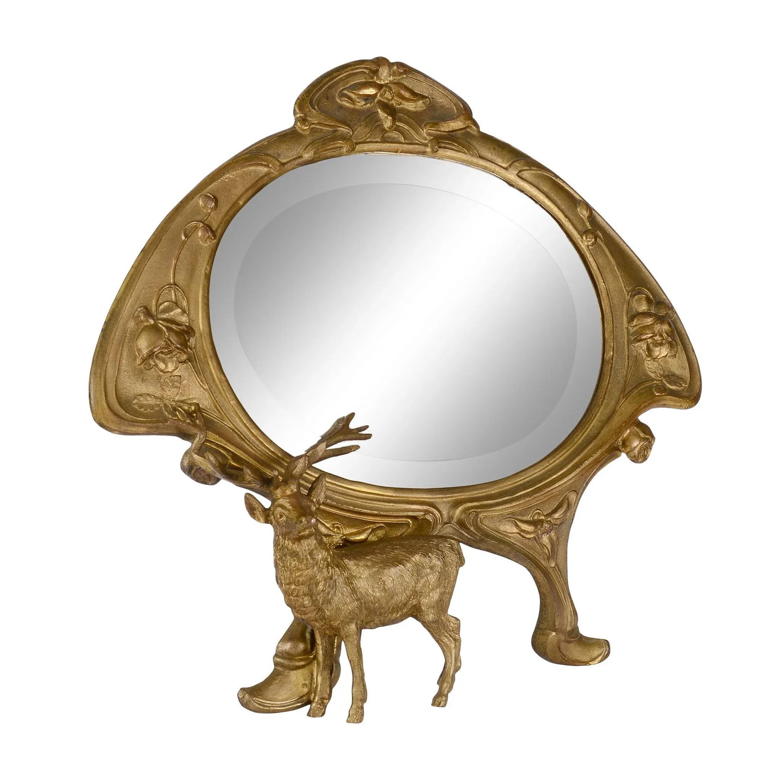 1890's Art Nouveau Gilt Bronze Dressing Mirror - 4