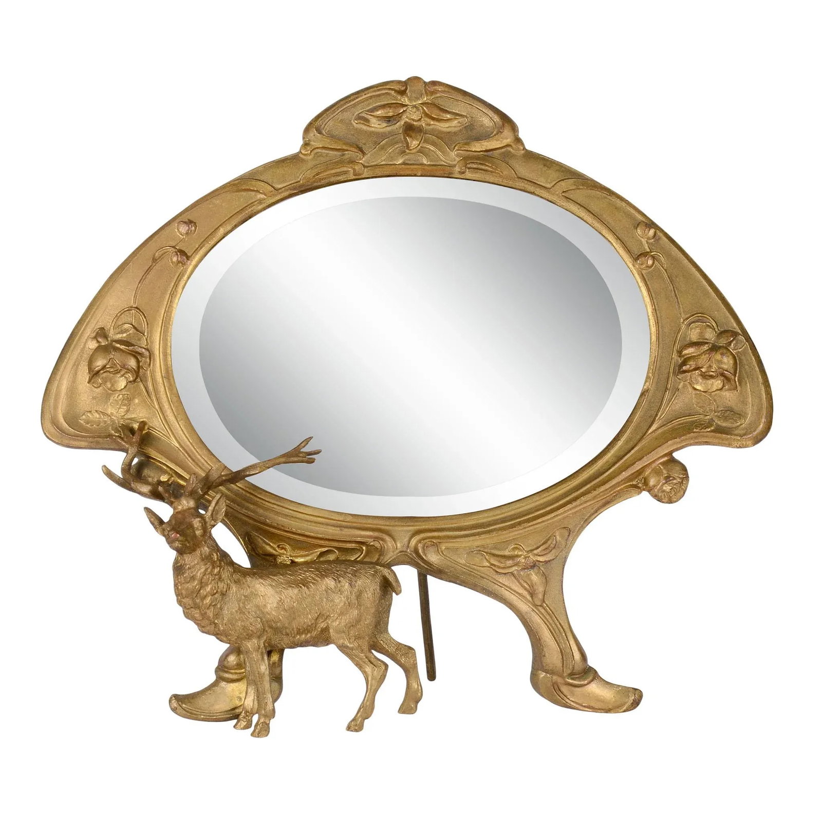 1890's Art Nouveau Gilt Bronze Dressing Mirror - 7